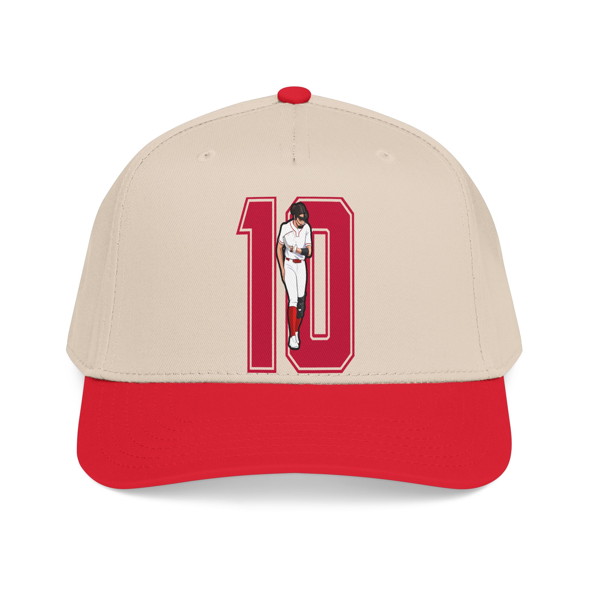 Baseball Cap — character_number in Red / Natural