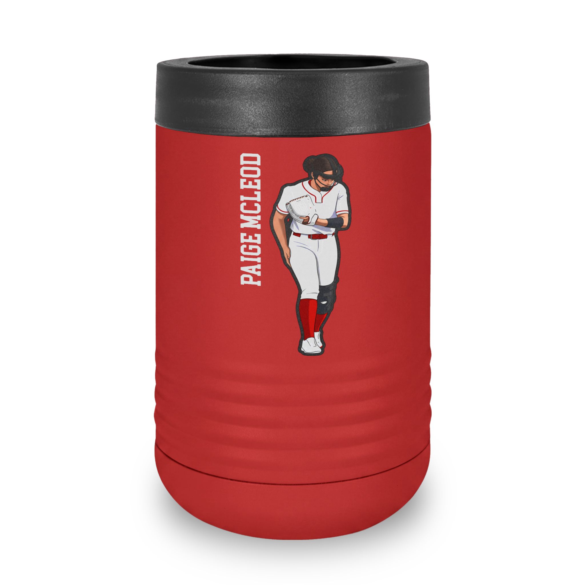 Stainless Can Cooler — character_name_vertical in Red