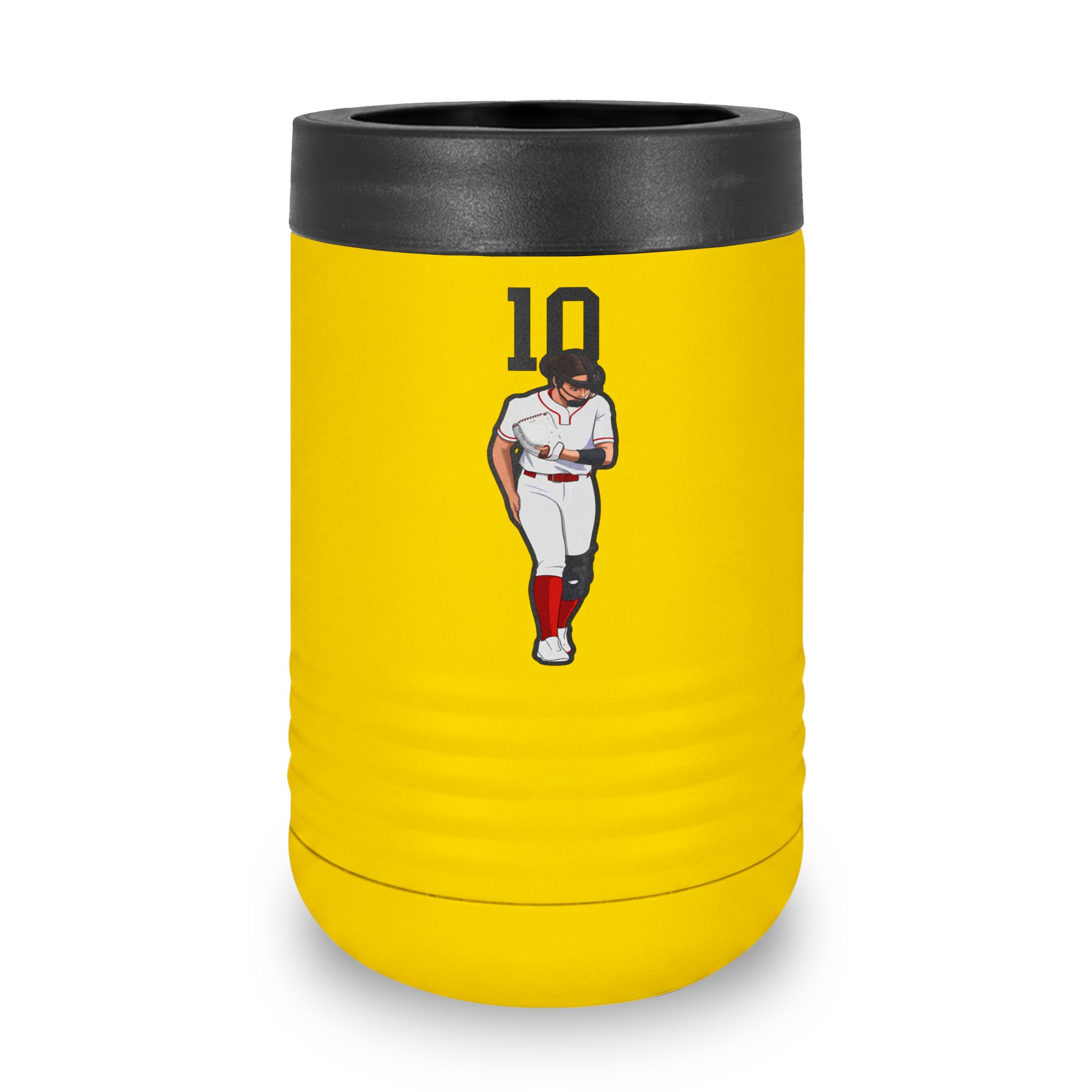 Stainless Can Cooler — character_number_top in Yellow