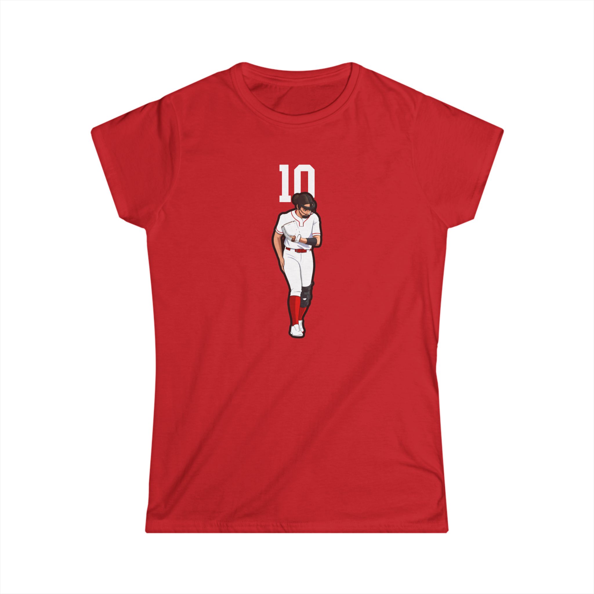 Women's Softstyle Tee — character_number_top in Red