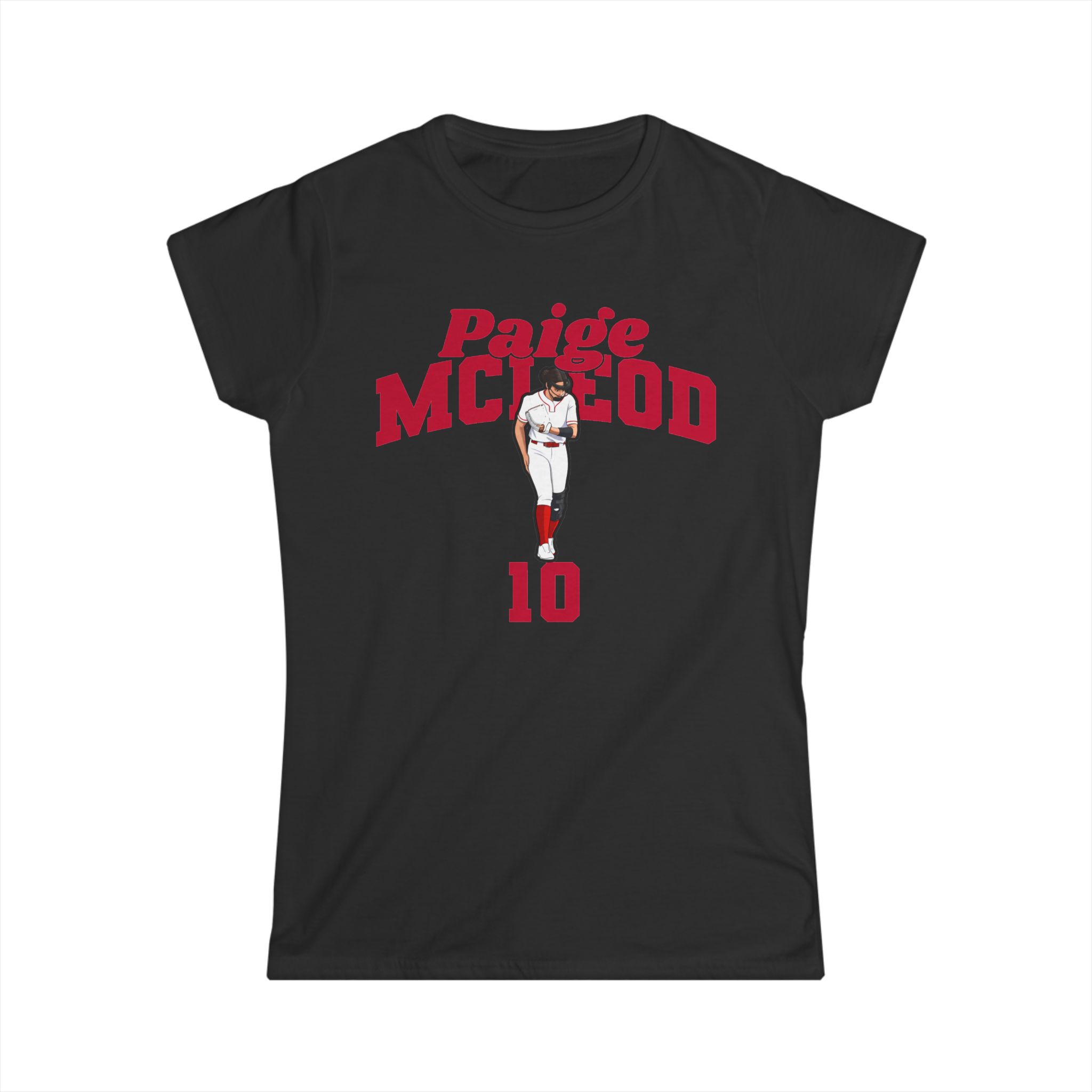 Women's Softstyle Tee — character_signature_arch in Black