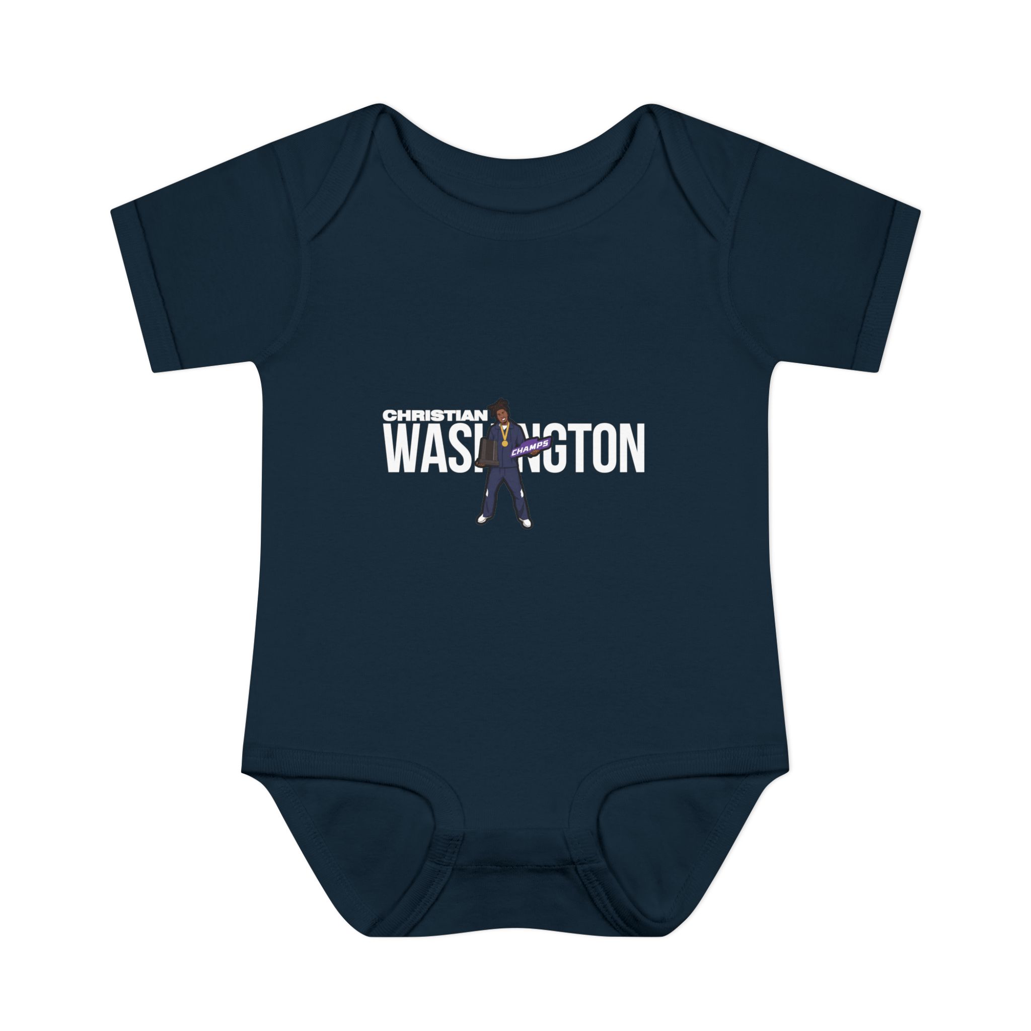 Baby Onesie — character_player_name in Navy