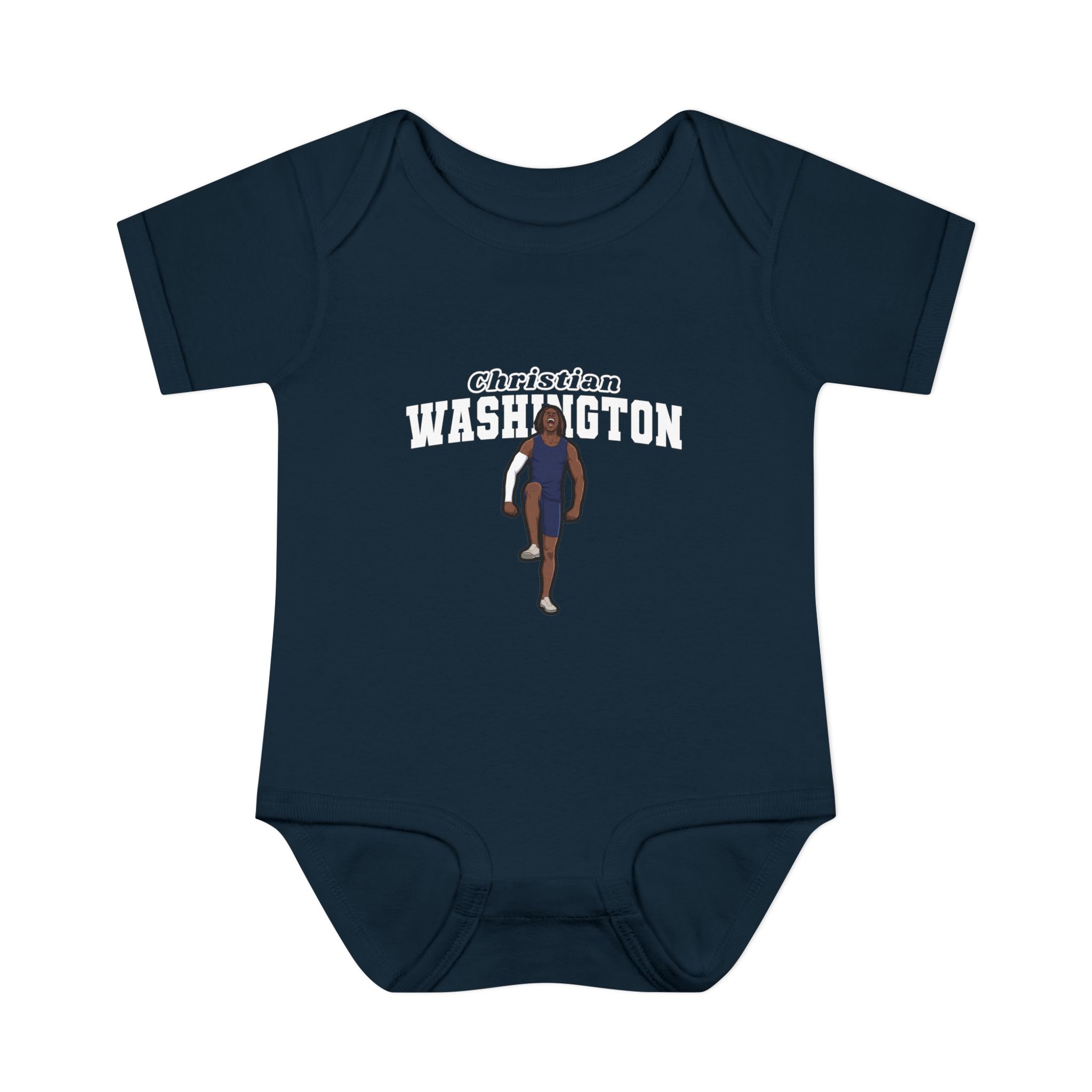 Baby Onesie — character_name_arch in Navy