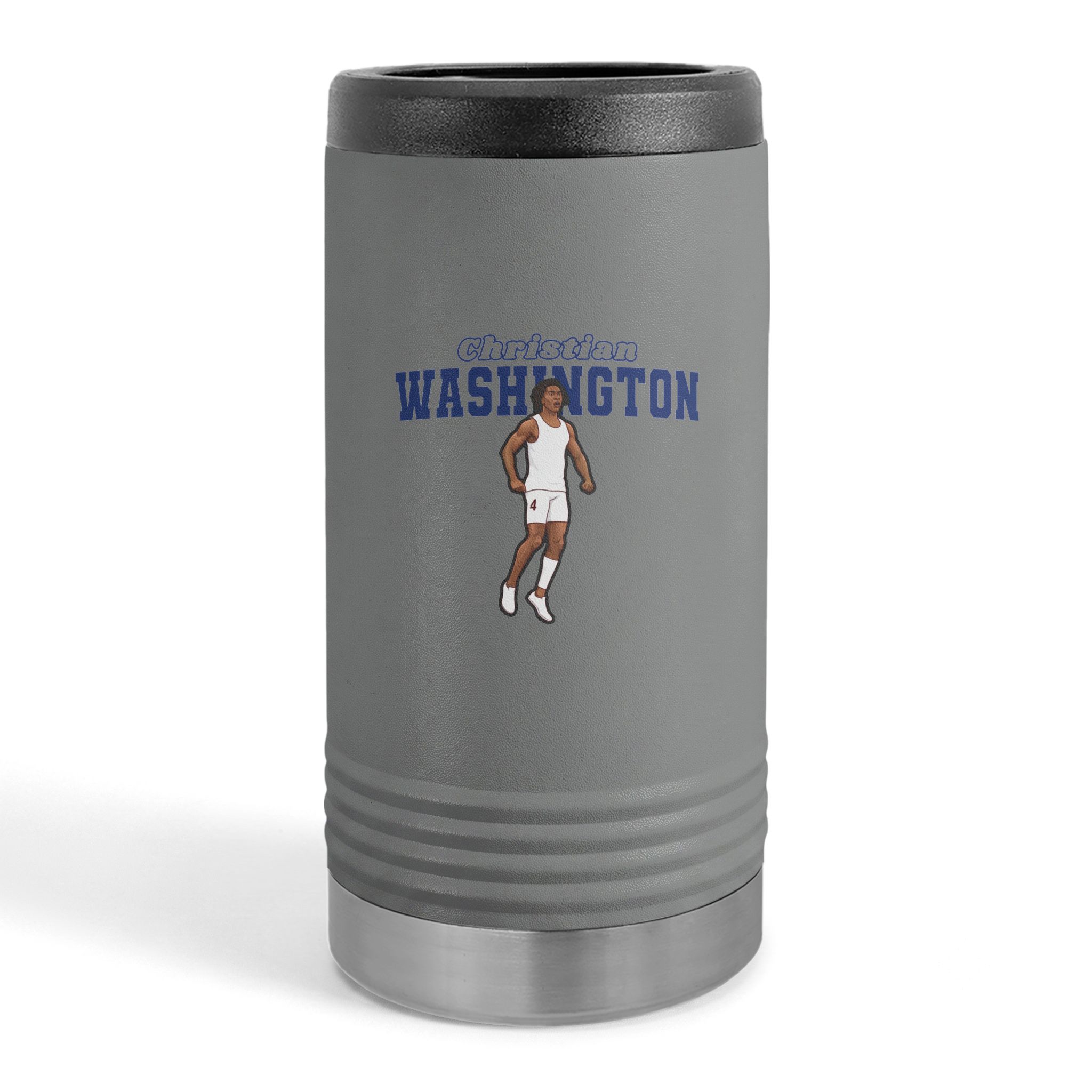 Slim Stainless Can Cooler — character_name_arch in Grey