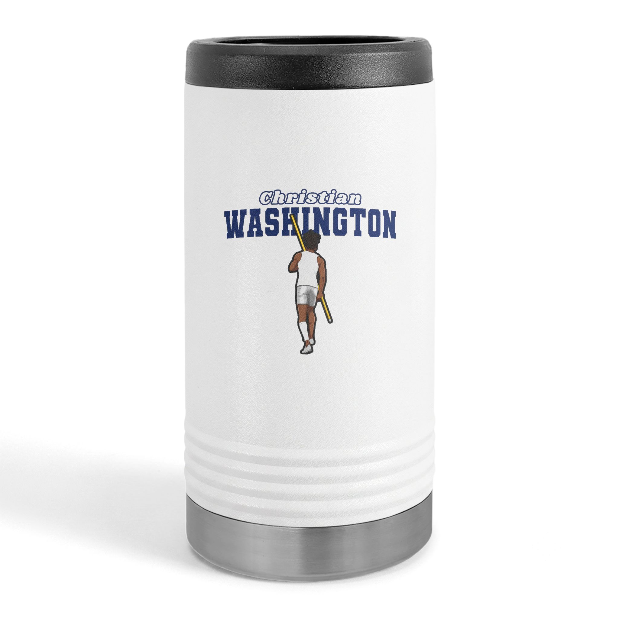 Slim Stainless Can Cooler — character_name_arch in White