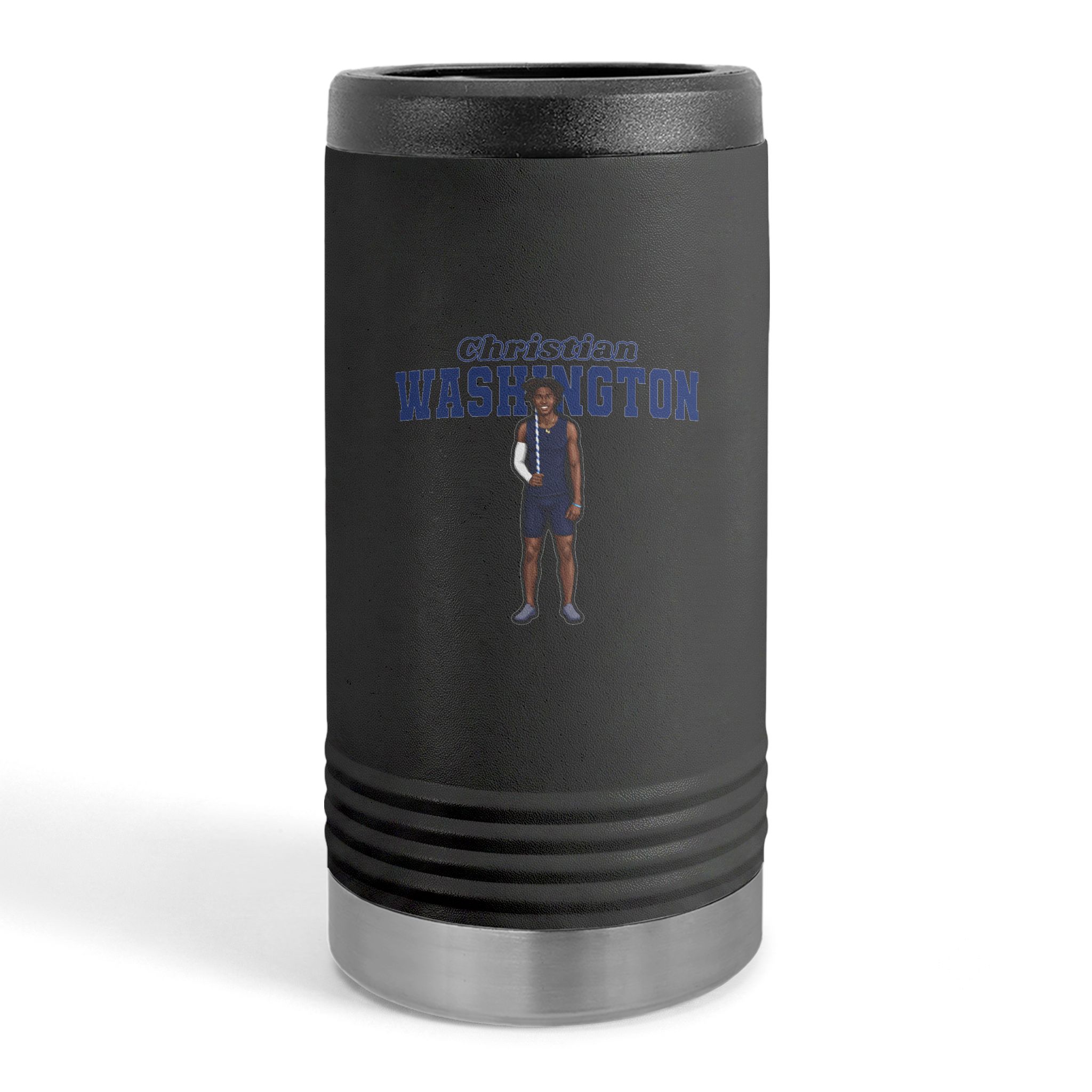 Slim Stainless Can Cooler — character_name_arch in Black