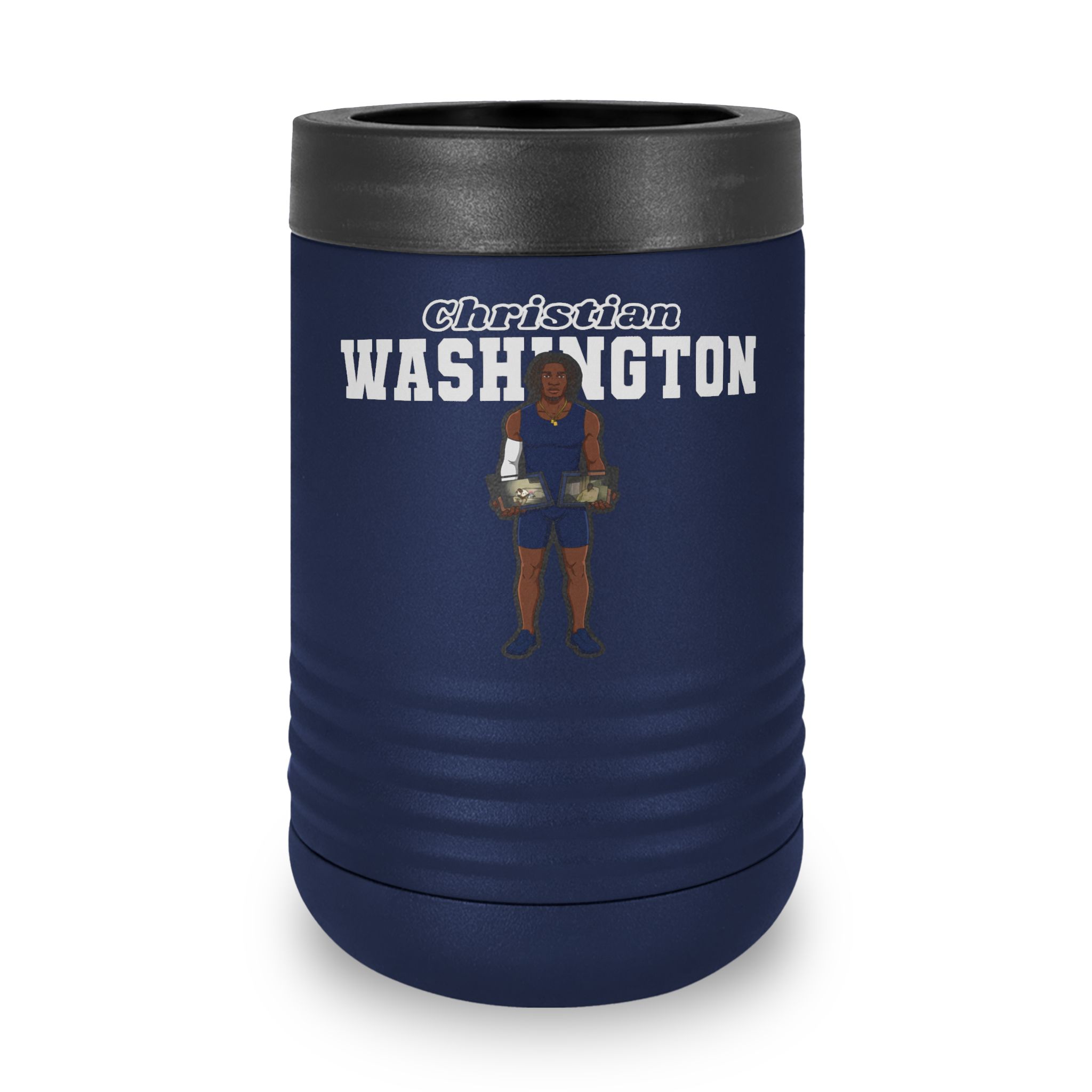 Stainless Can Cooler — character_name_arch in Navy