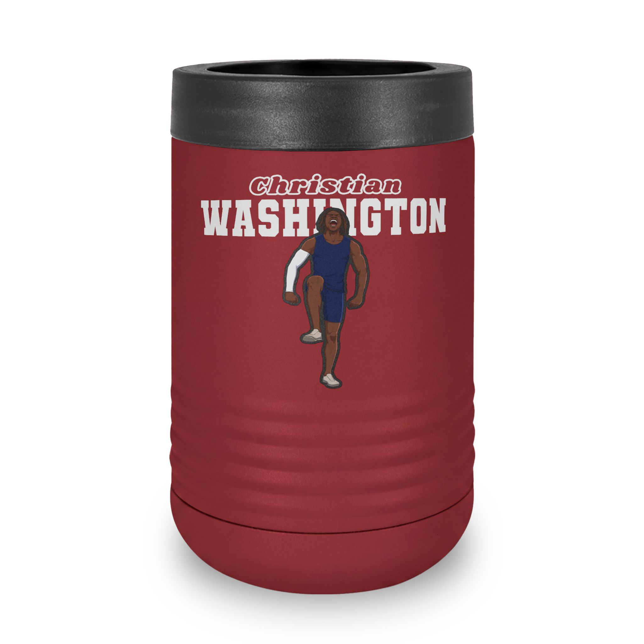 Stainless Can Cooler — character_name_arch in Maroon