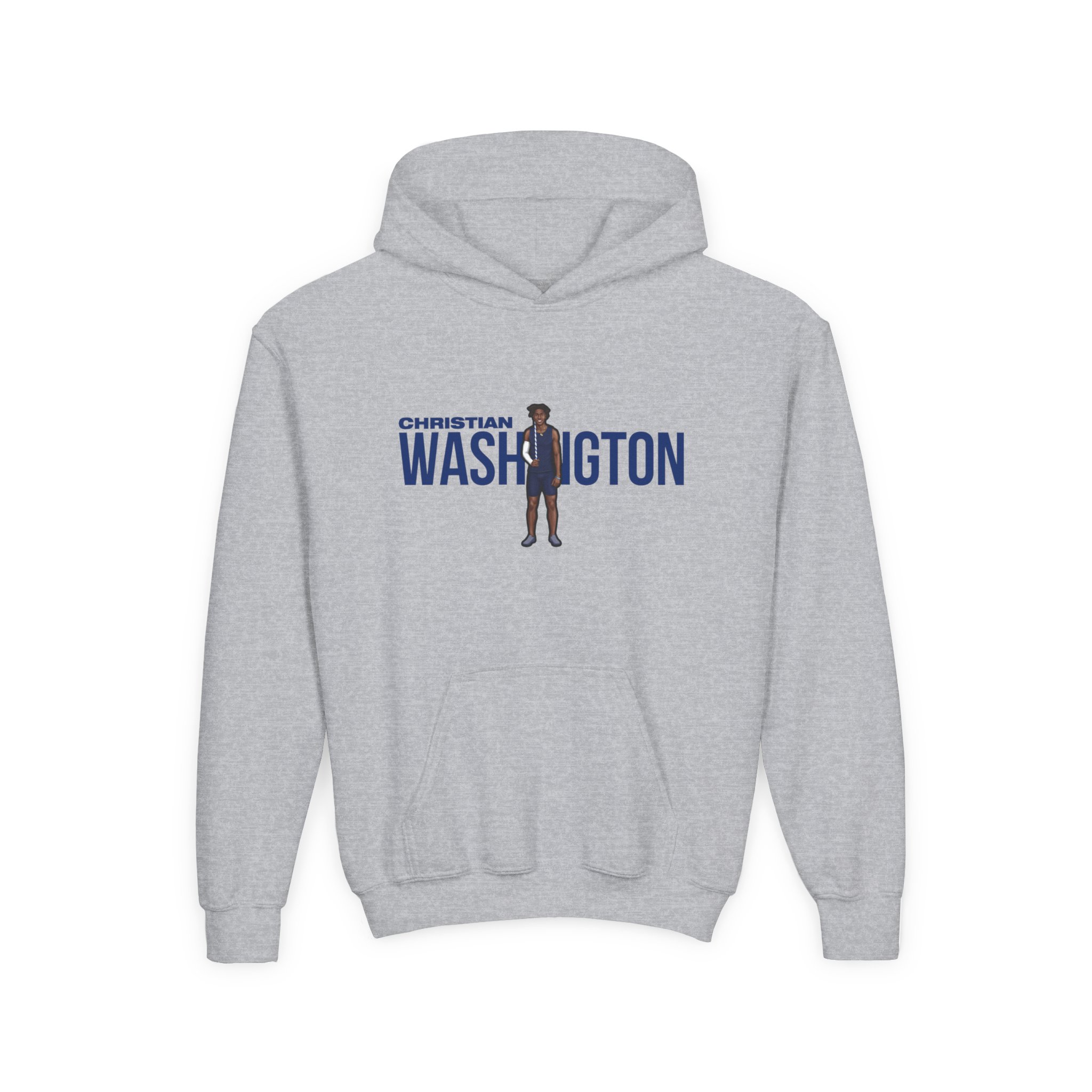 Youth Hoodie — character_player_name in Grey