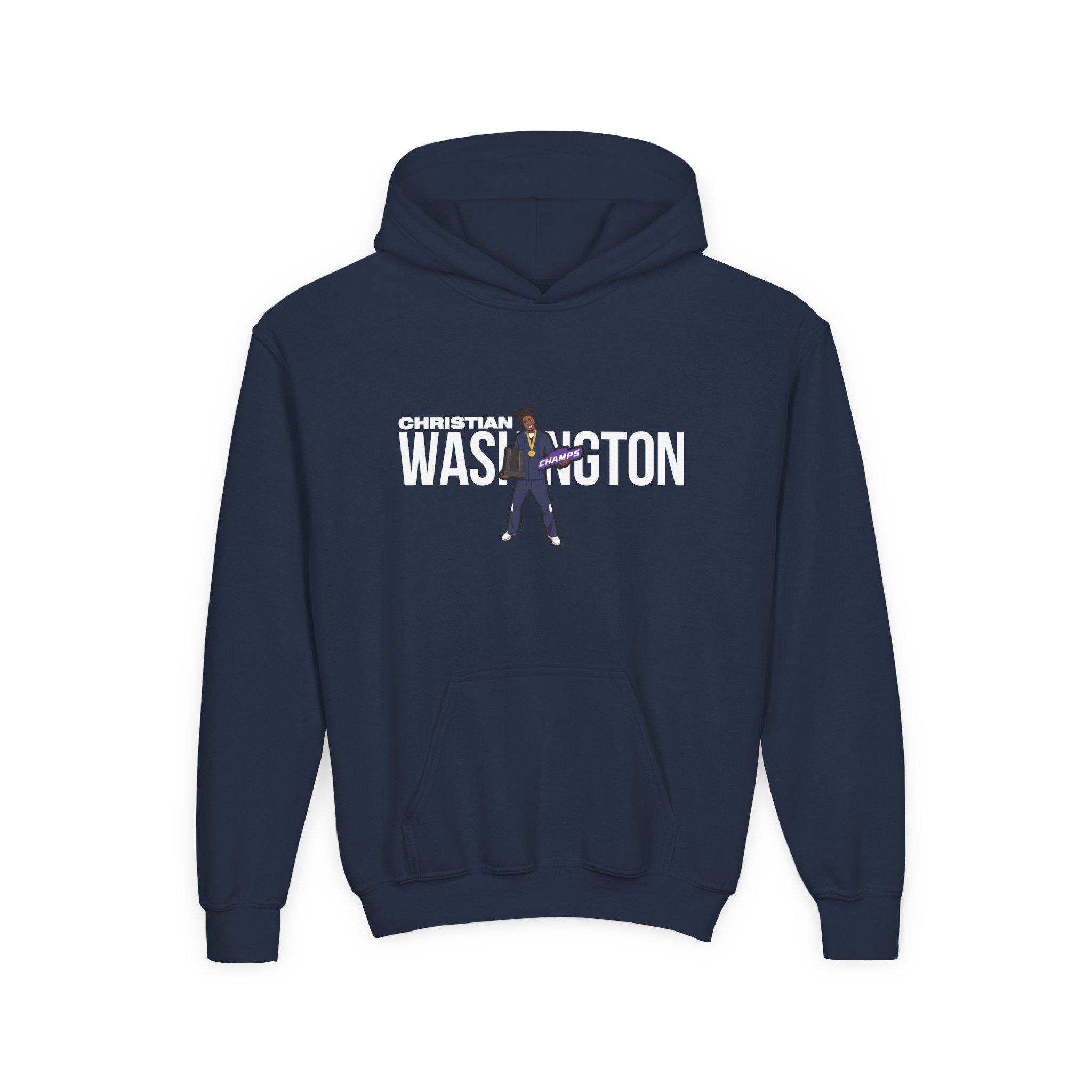 Youth Hoodie — character_player_name in Navy