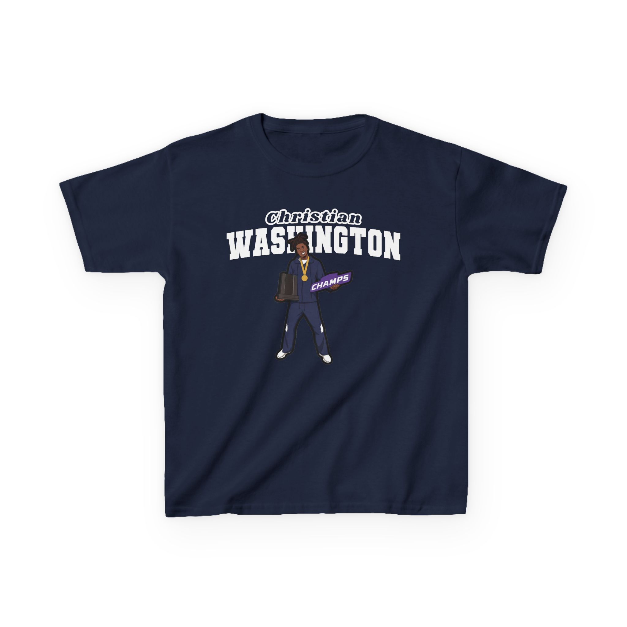 Youth Tee — character_name_arch in Navy