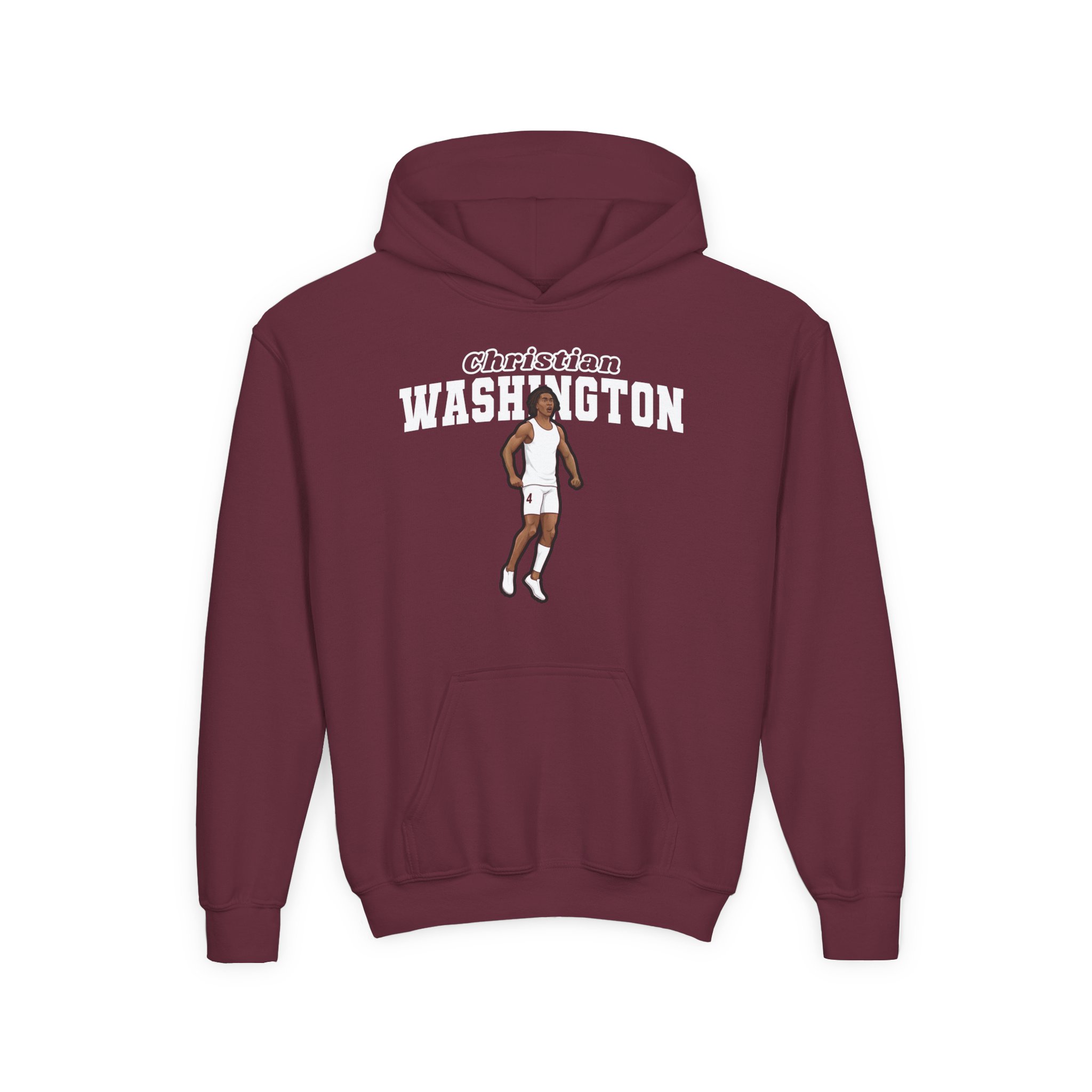 Youth Hoodie — character_name_arch in Maroon