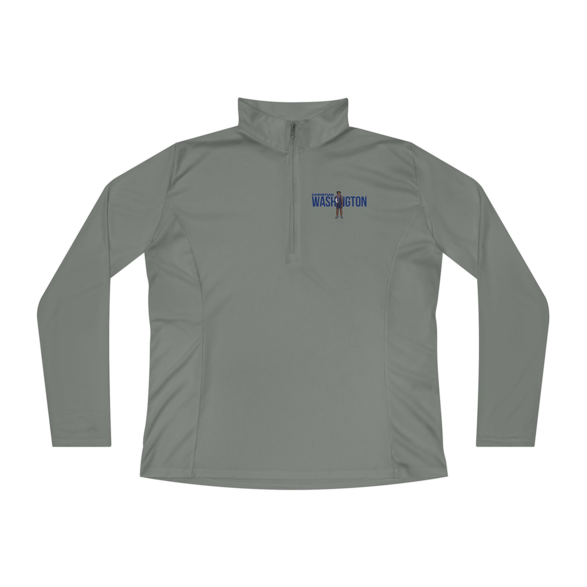 Women's Q-Zip Pullover — character_player_name in Grey