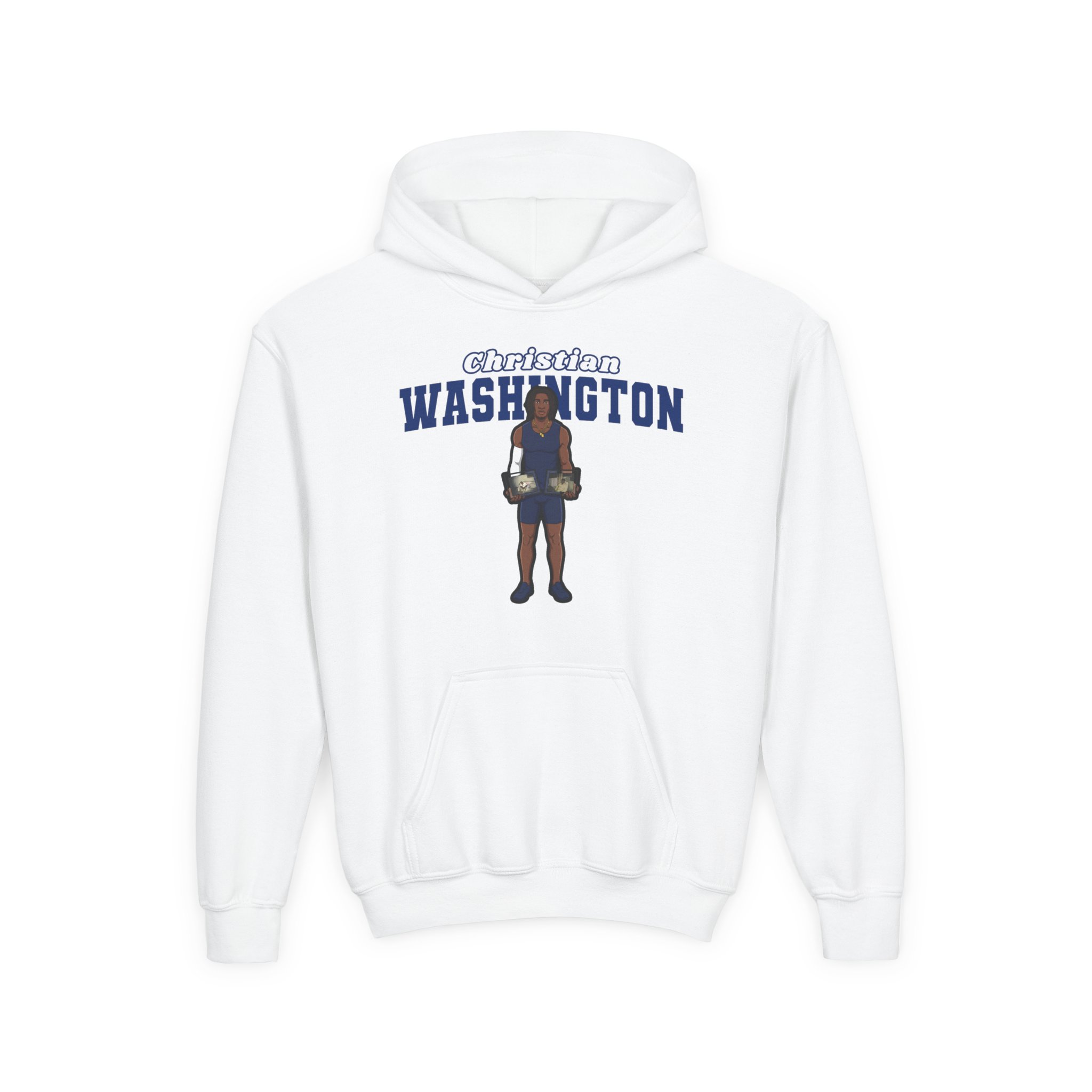 Youth Hoodie — character_name_arch in White