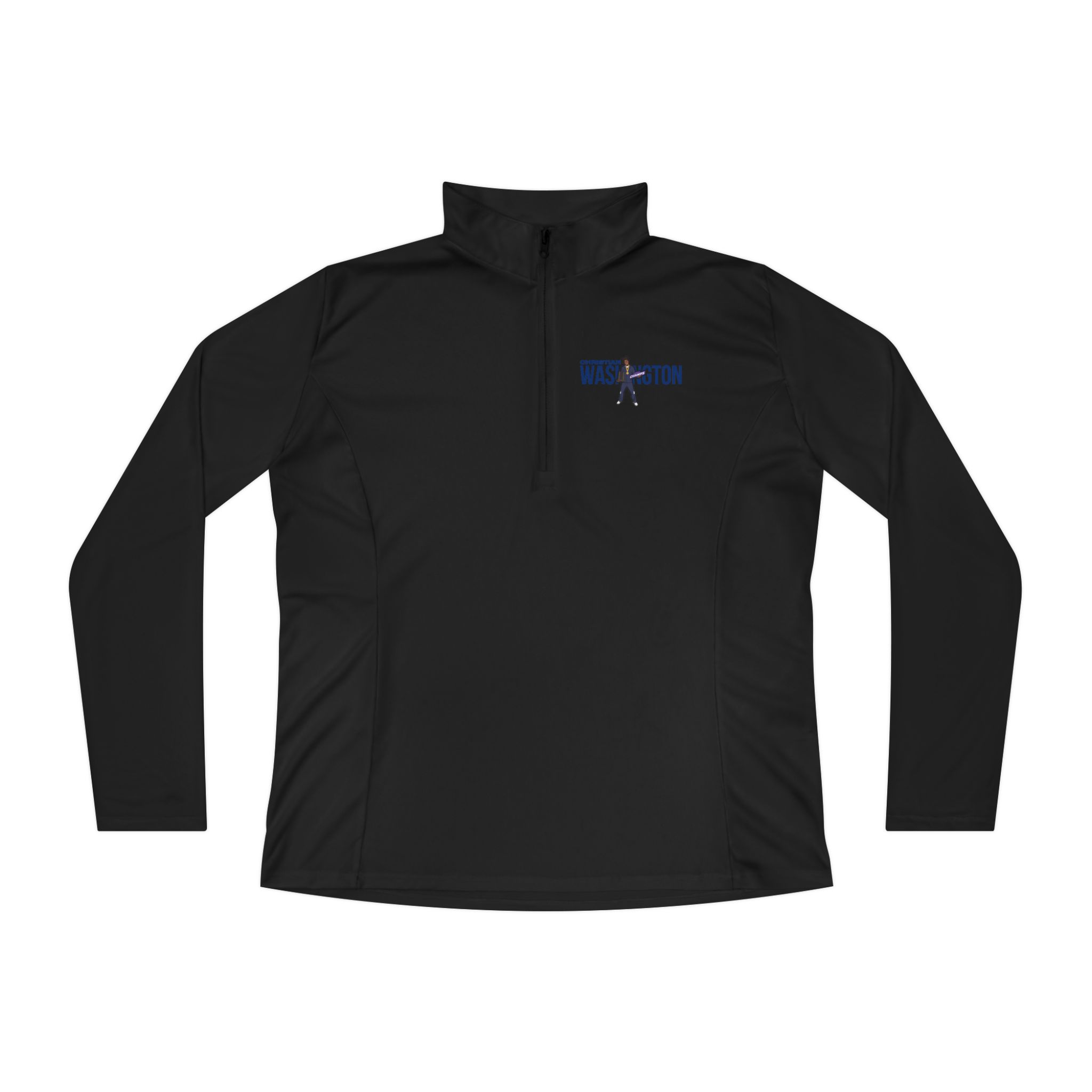 Women's Q-Zip Pullover — character_player_name in Black