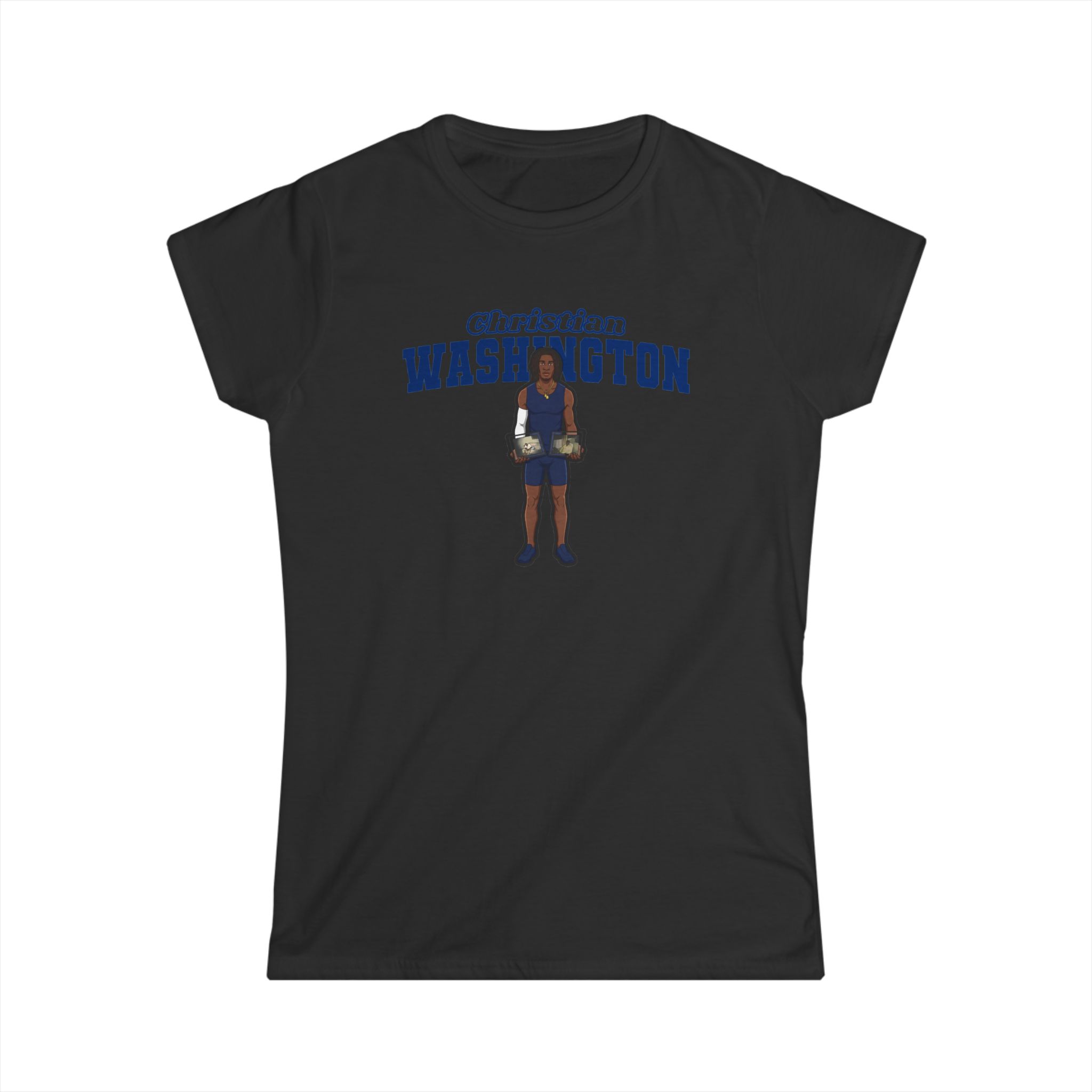 Women's Softstyle Tee — character_name_arch in Black