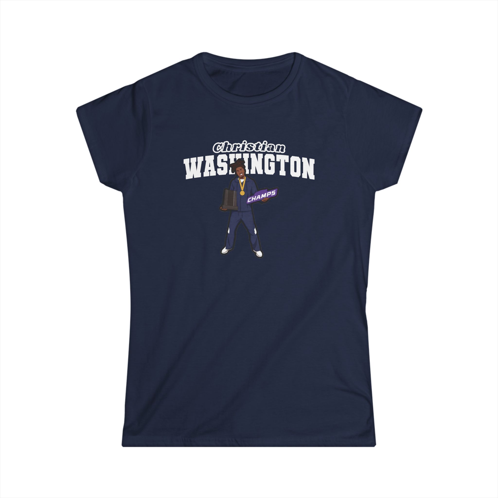 Women's Softstyle Tee — character_name_arch in Navy