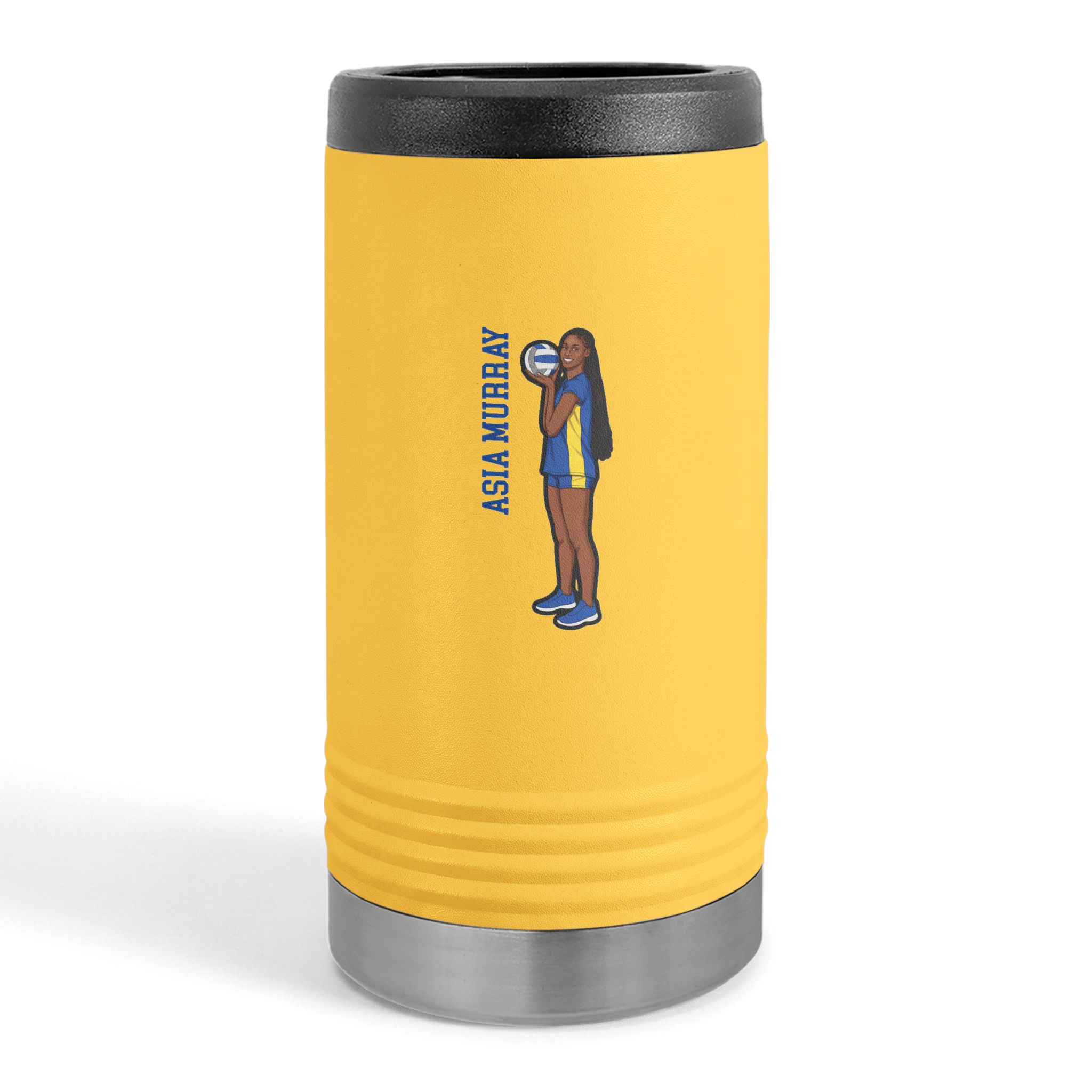 Slim Stainless Can Cooler — character_name_vertical in Yellow