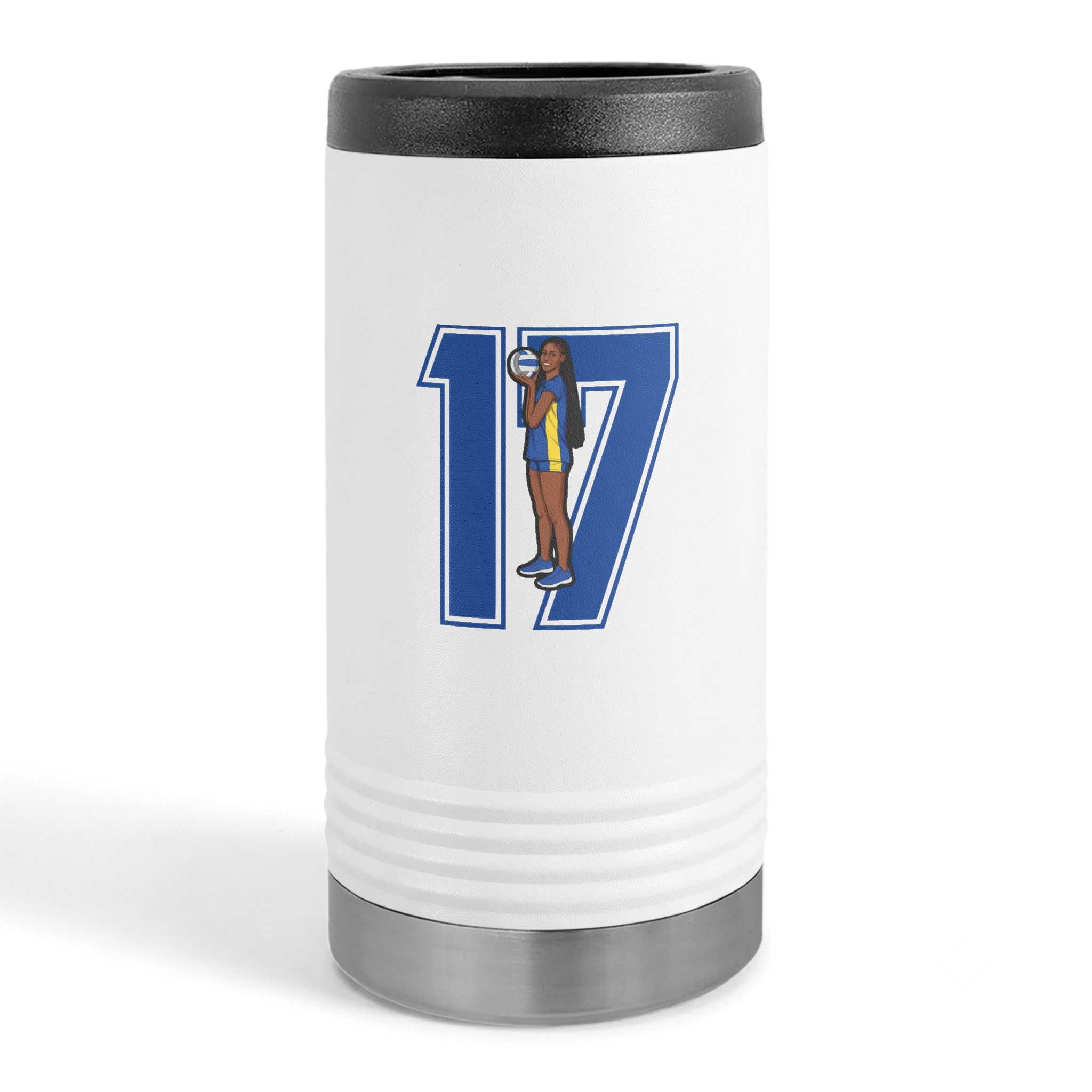 Slim Stainless Can Cooler — character_number in White