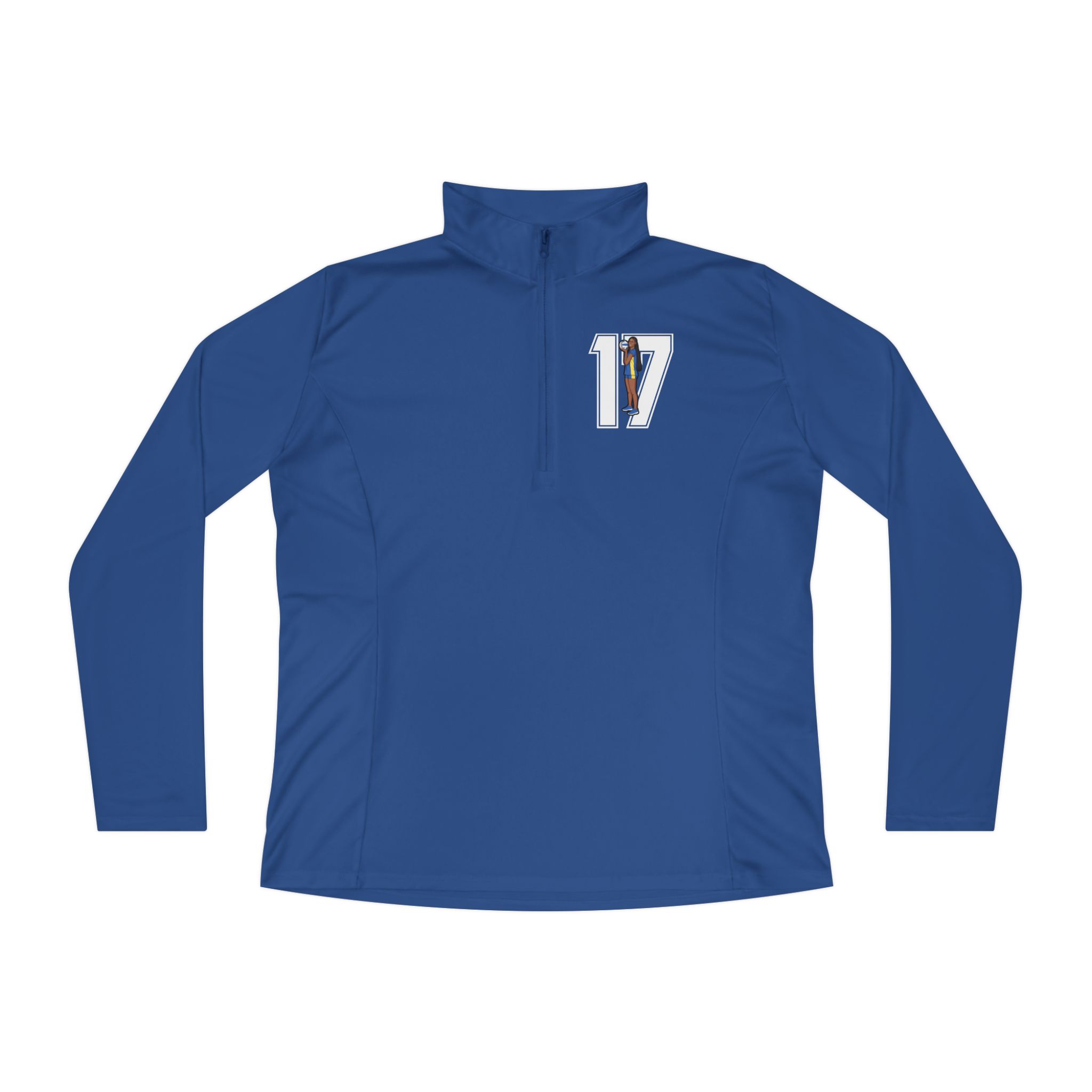 Women's Q-Zip Pullover — character_number in Royal