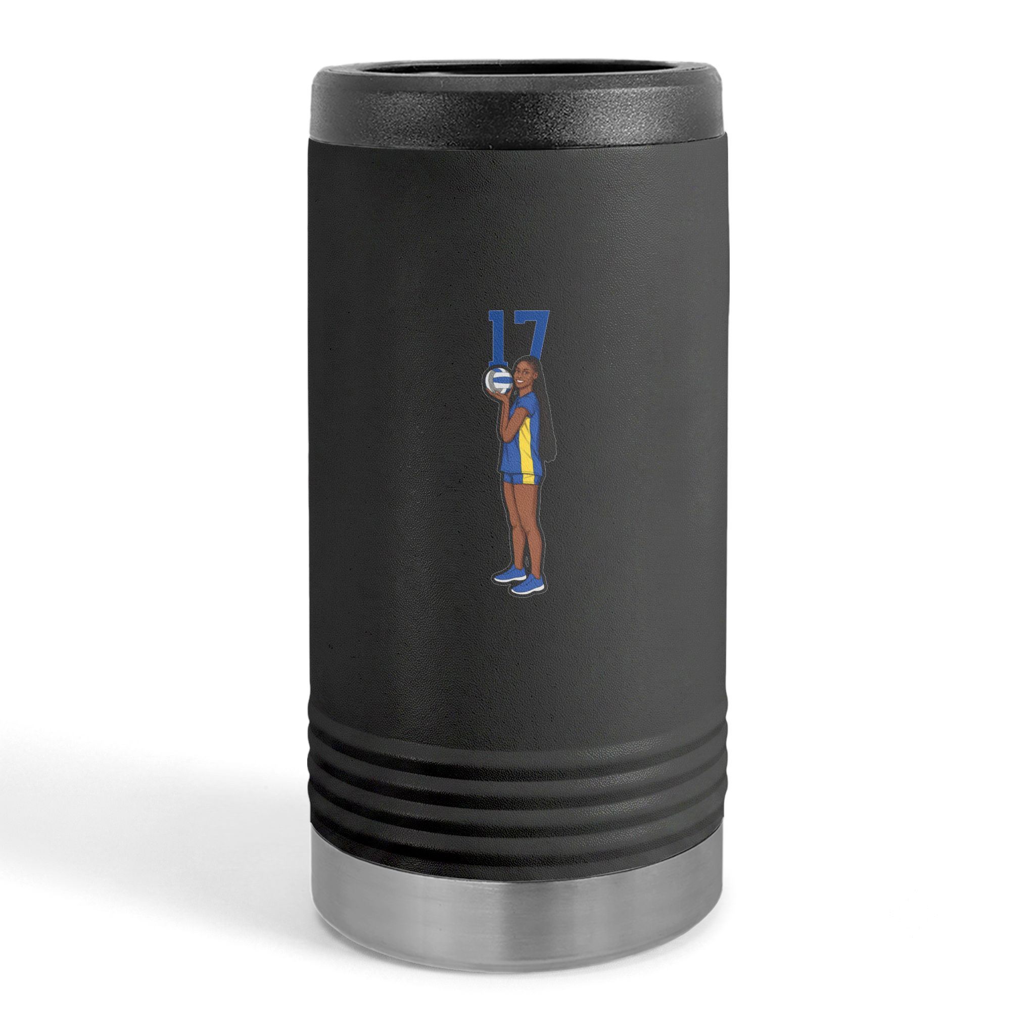 Slim Stainless Can Cooler — character_number_top in Black