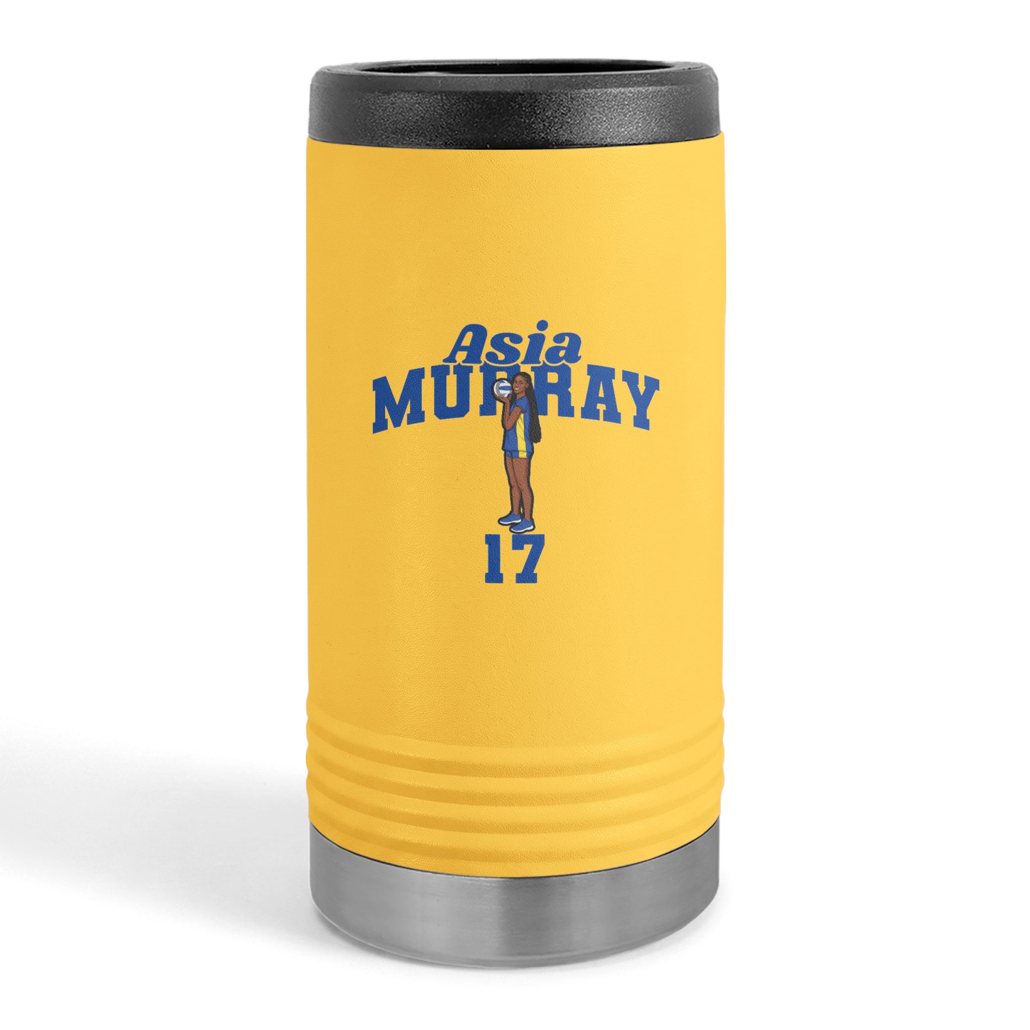 Slim Stainless Can Cooler — character_signature_arch in Yellow