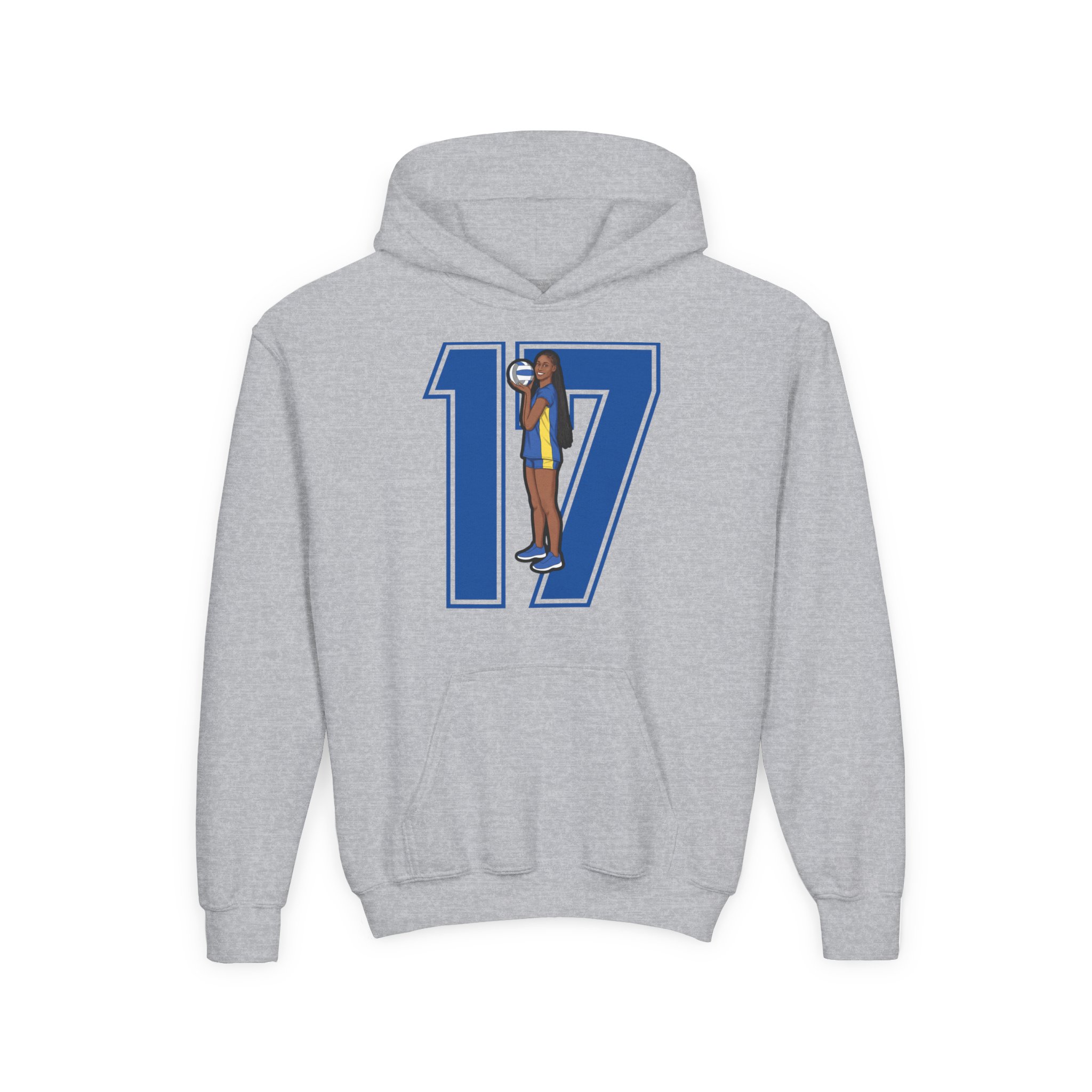 Youth Hoodie — character_number in Grey