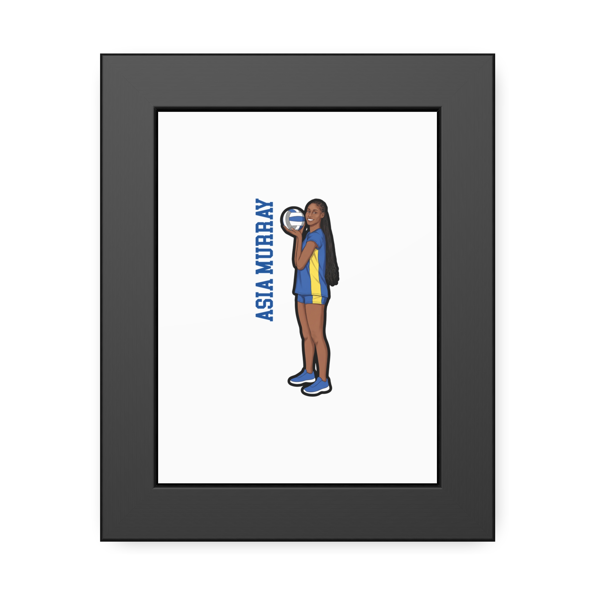 Framed Poster — character_name_vertical in Black