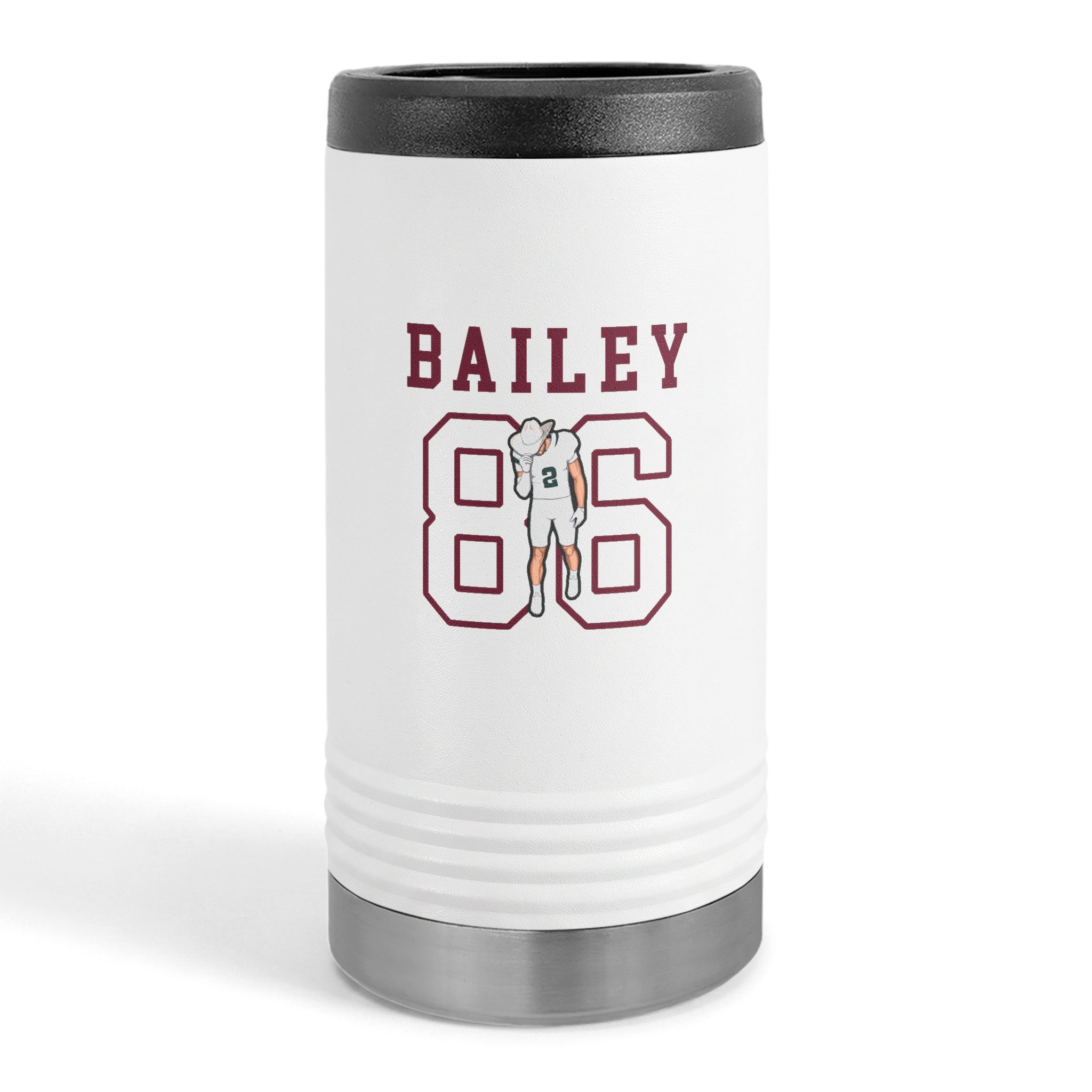 Slim Stainless Can Cooler — character_shirsey in White