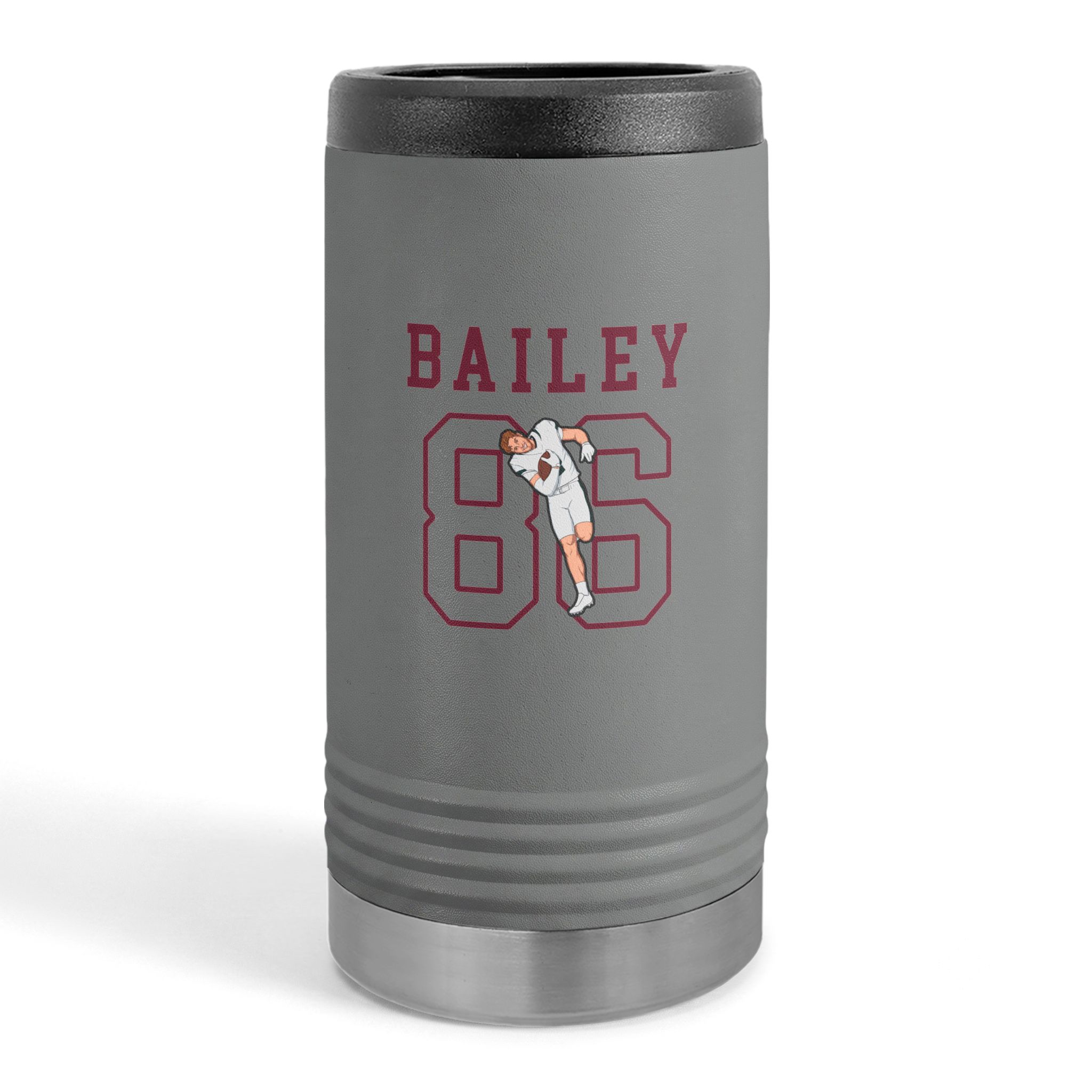 Slim Stainless Can Cooler — character_shirsey in Grey