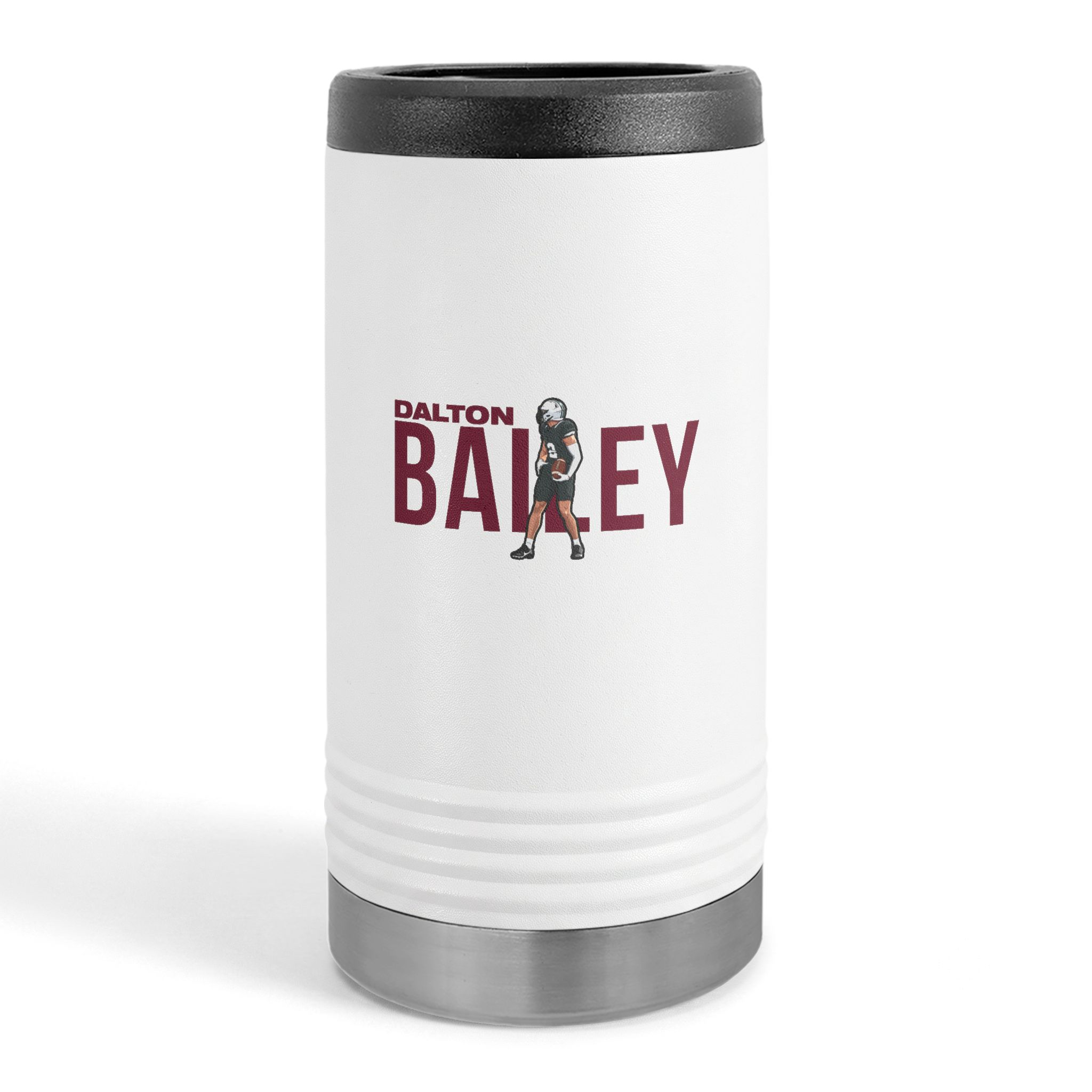 Slim Stainless Can Cooler — character_player_name in White