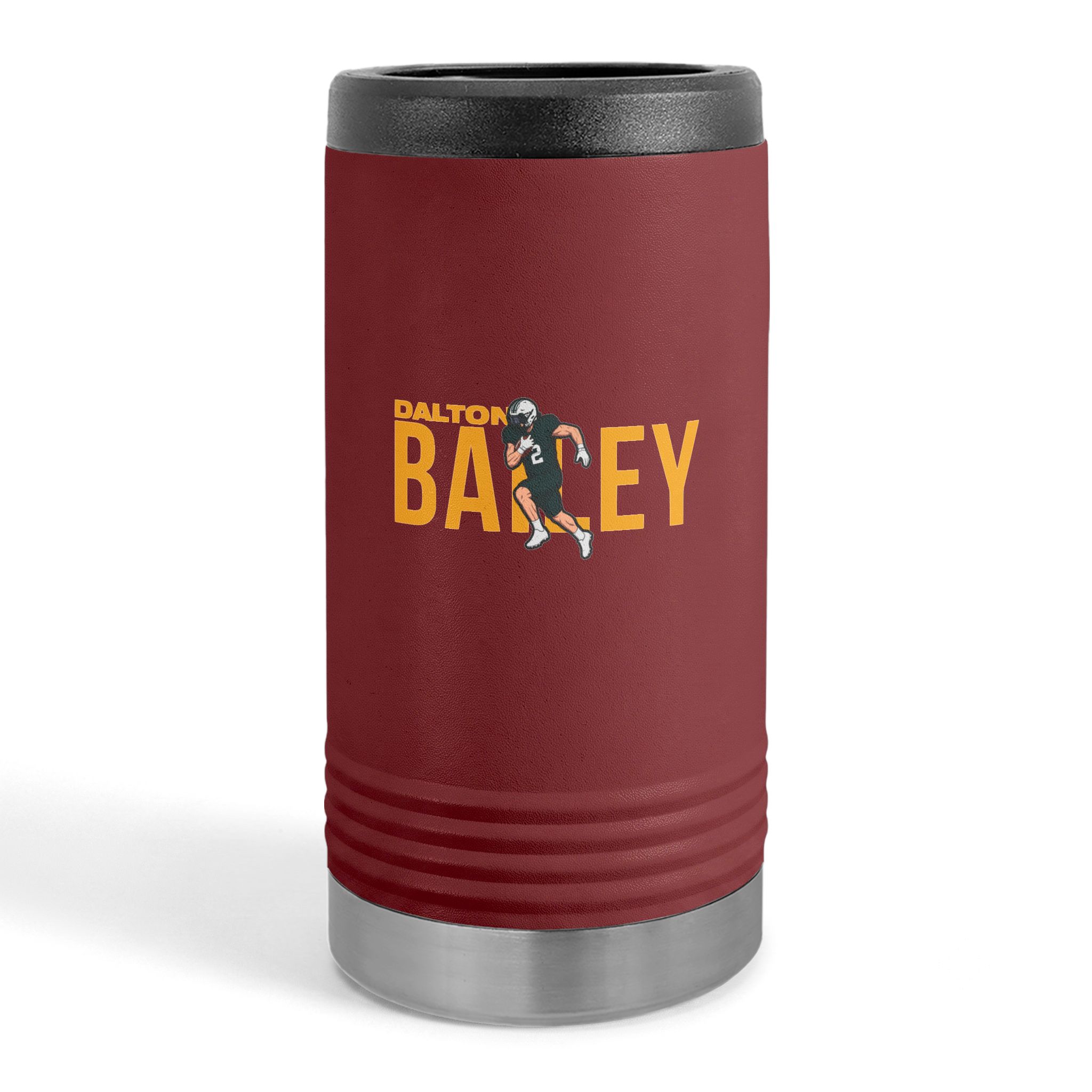 Slim Stainless Can Cooler — character_player_name in Maroon