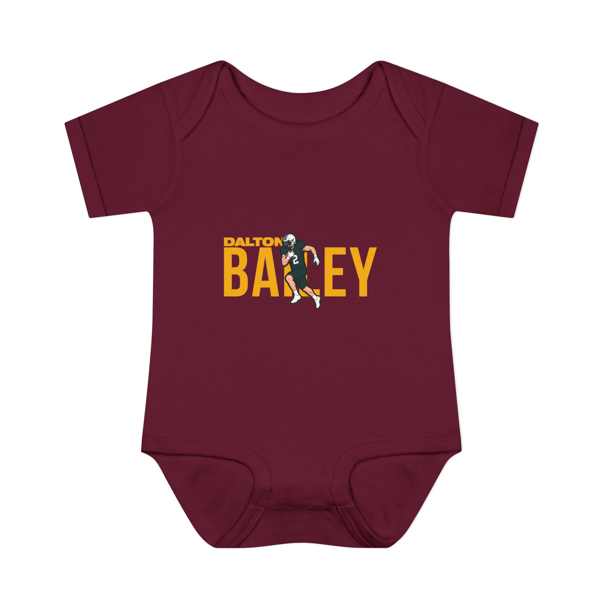 Baby Onesie — character_player_name in Maroon