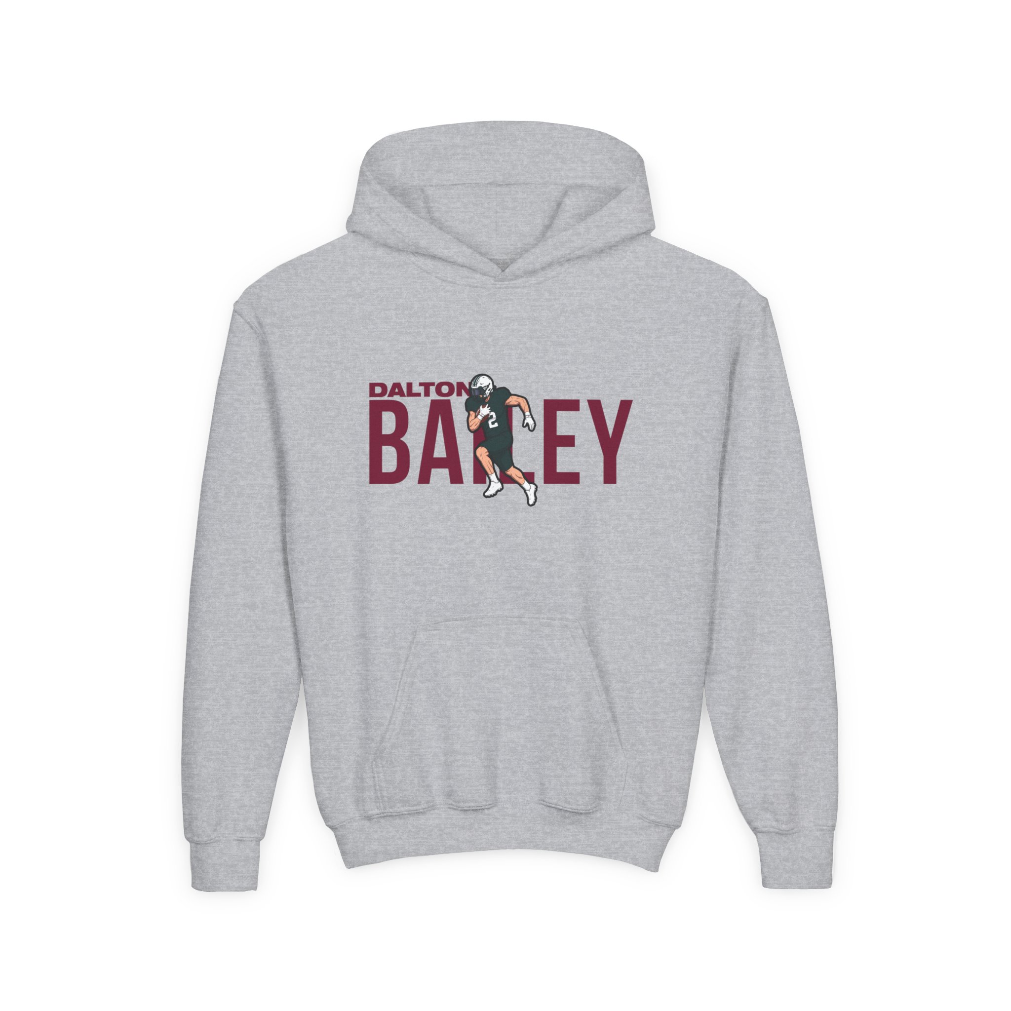 Youth Hoodie — character_player_name in Grey