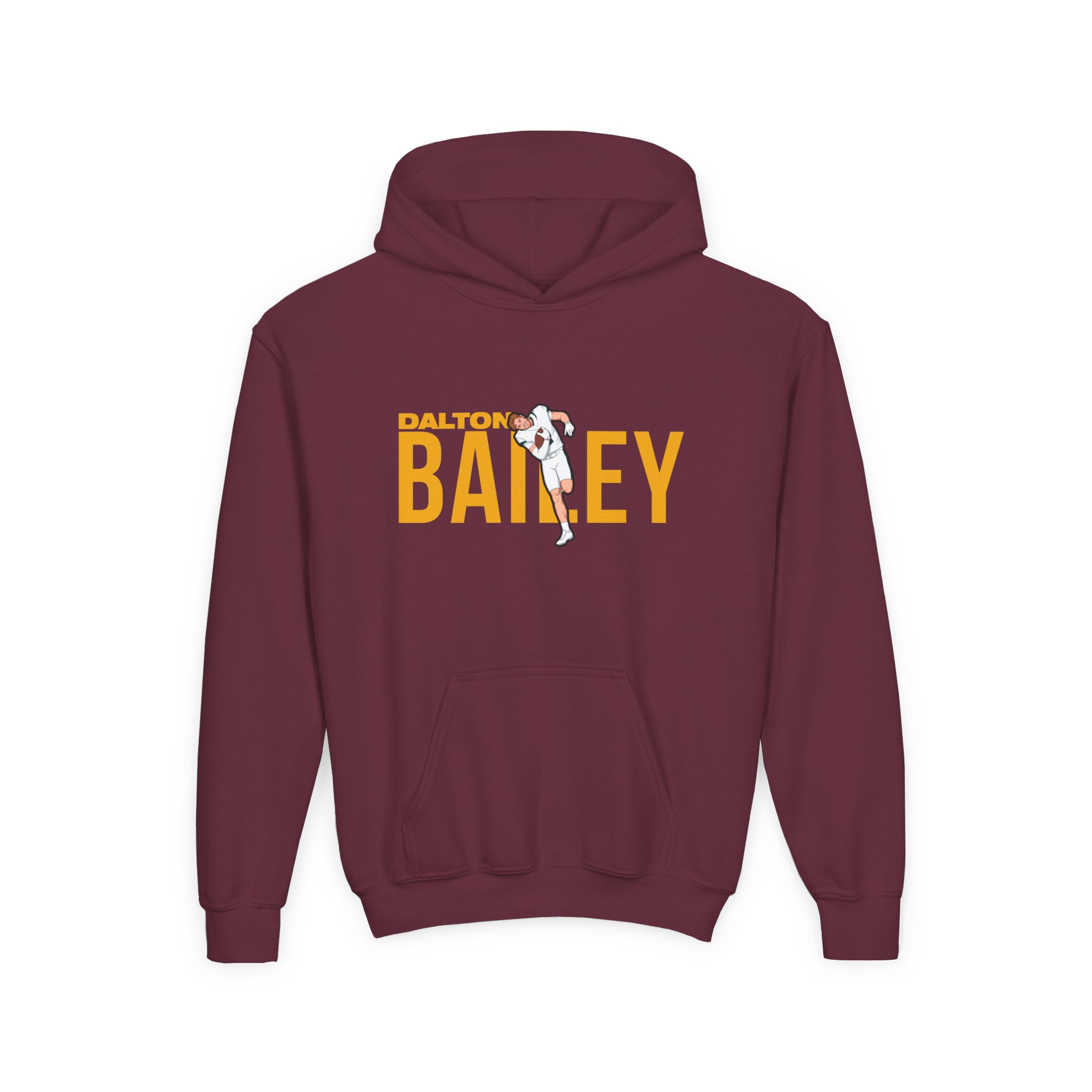 Youth Hoodie — character_player_name in Maroon