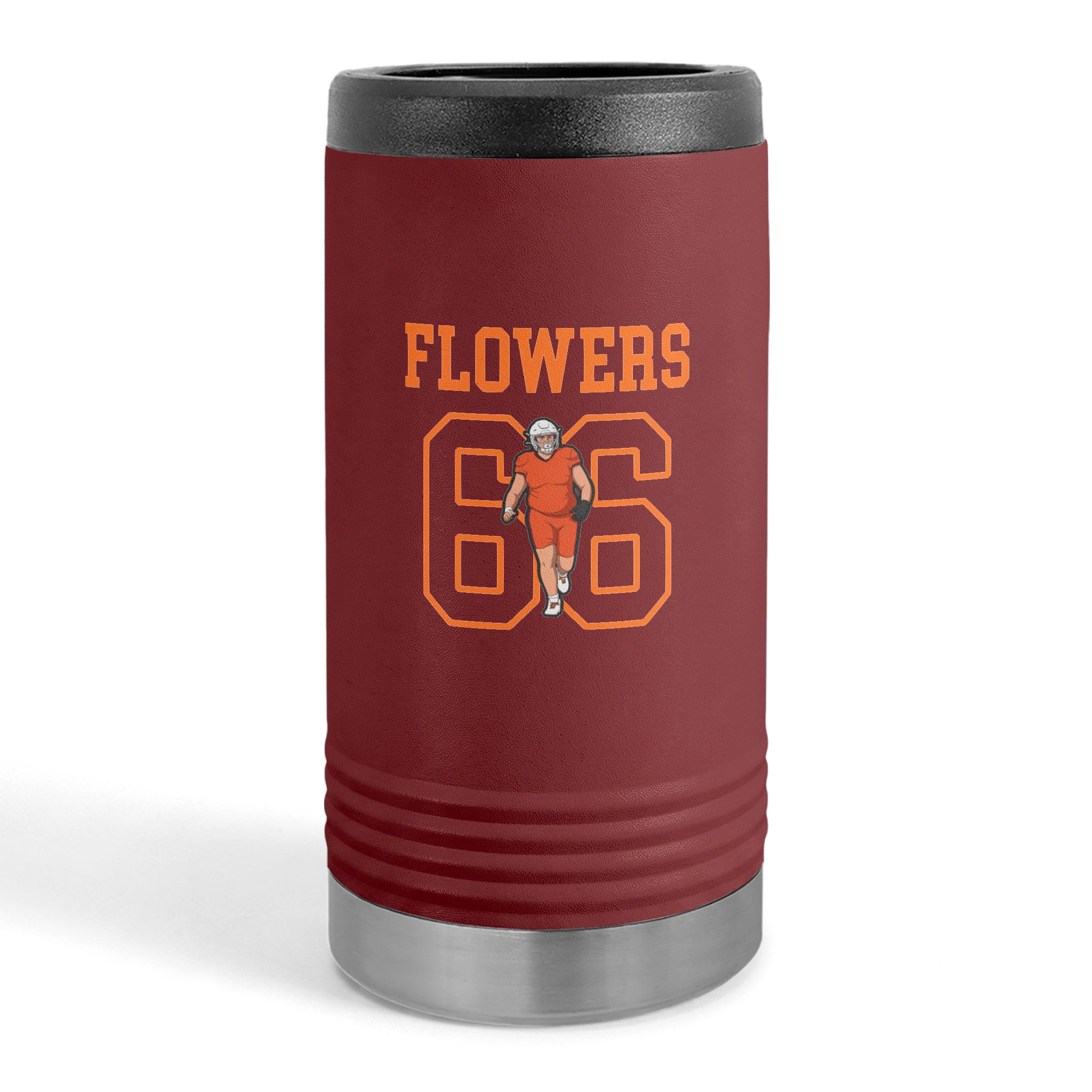 Slim Stainless Can Cooler — character_shirsey in Maroon