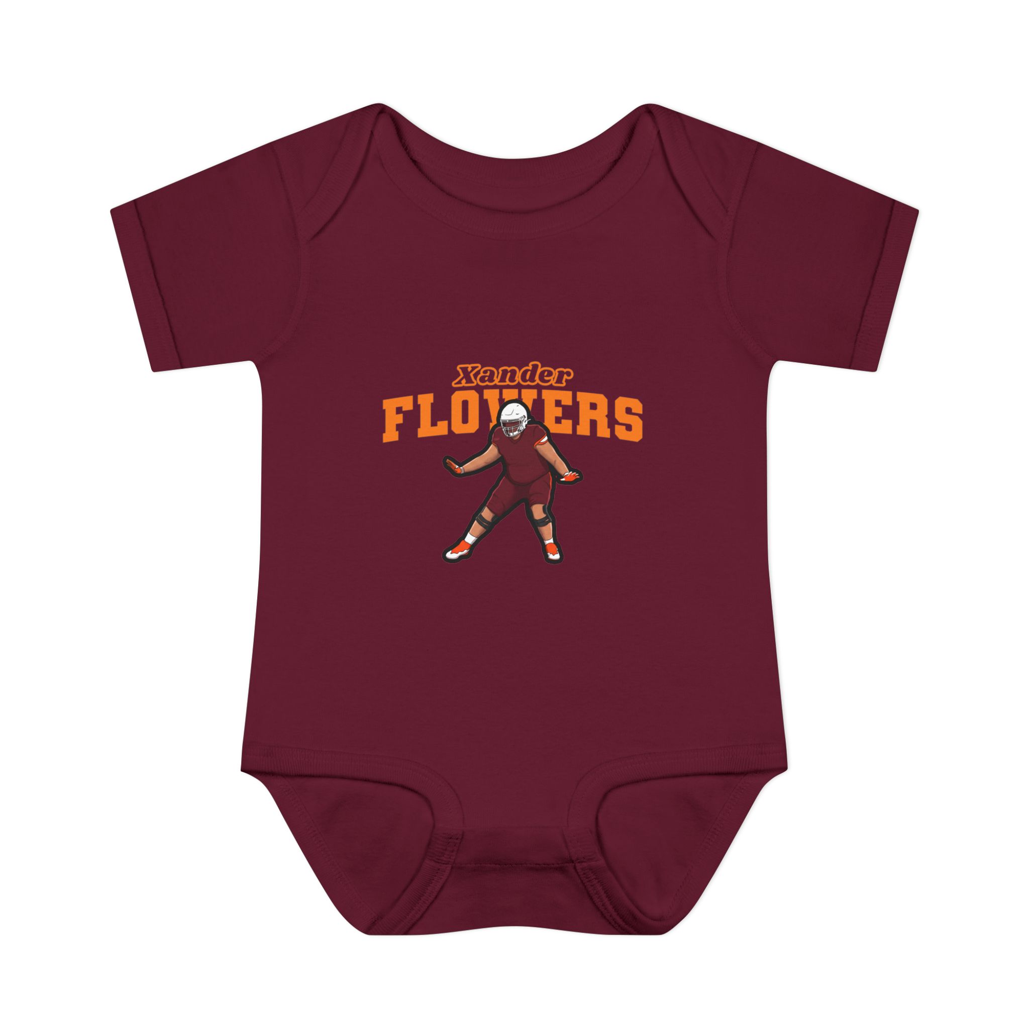 Baby Onesie — character_name_arch in Maroon