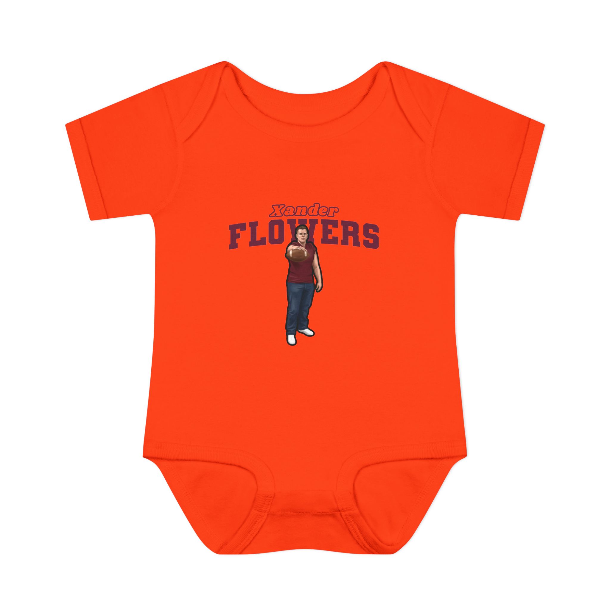 Baby Onesie — character_name_arch in Orange