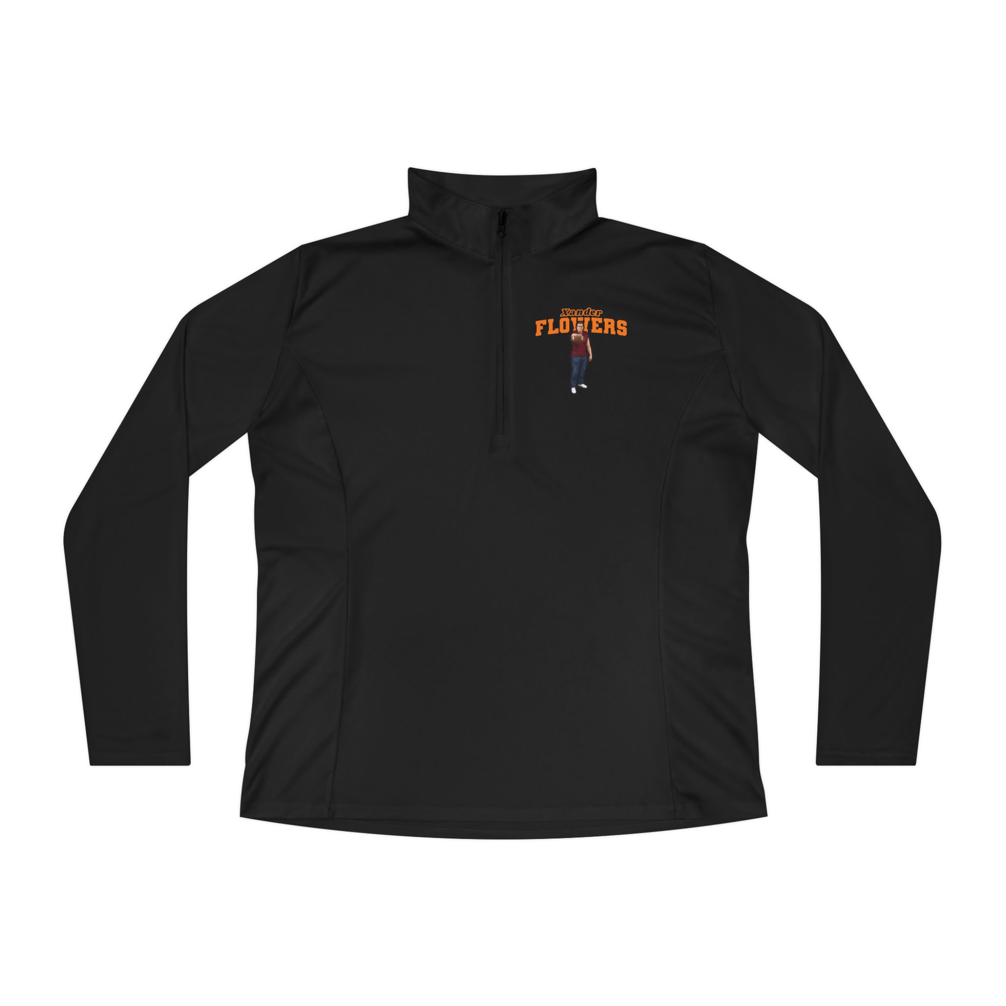 Women's Q-Zip Pullover — character_name_arch in Black