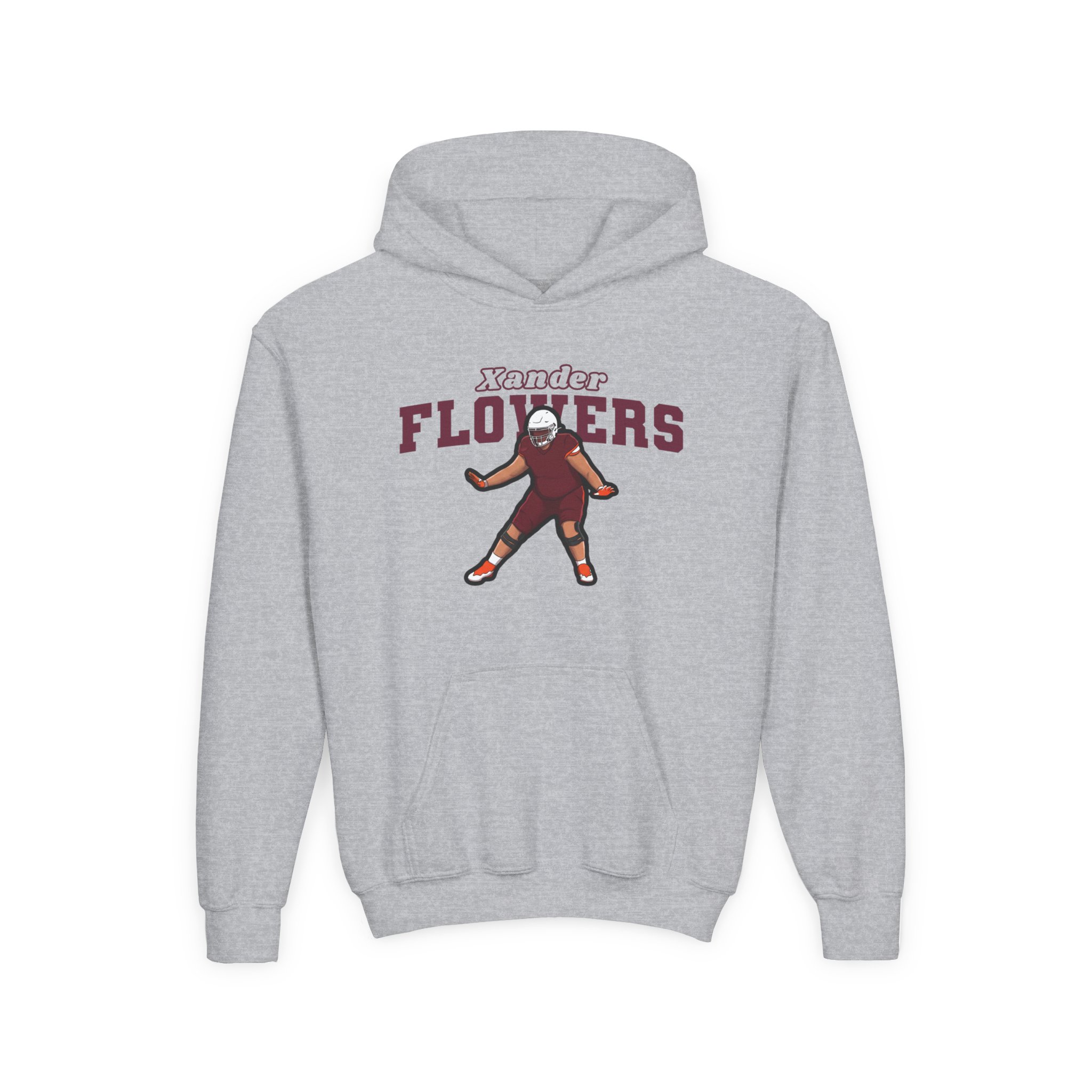 Youth Hoodie — character_name_arch in Grey