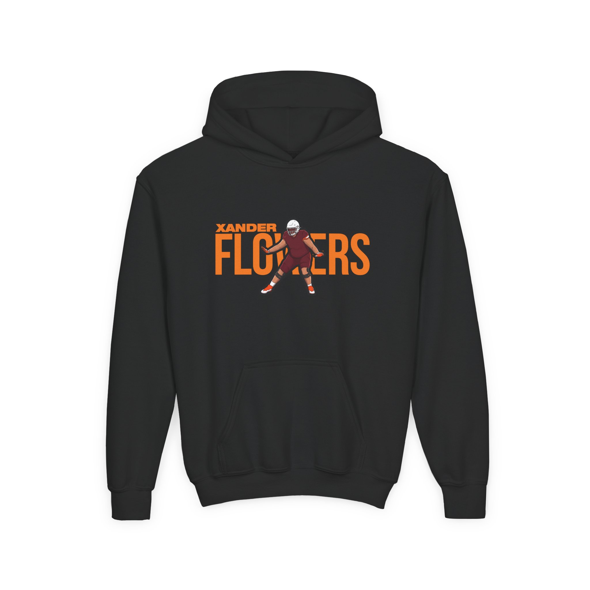 Youth Hoodie — character_player_name in Black