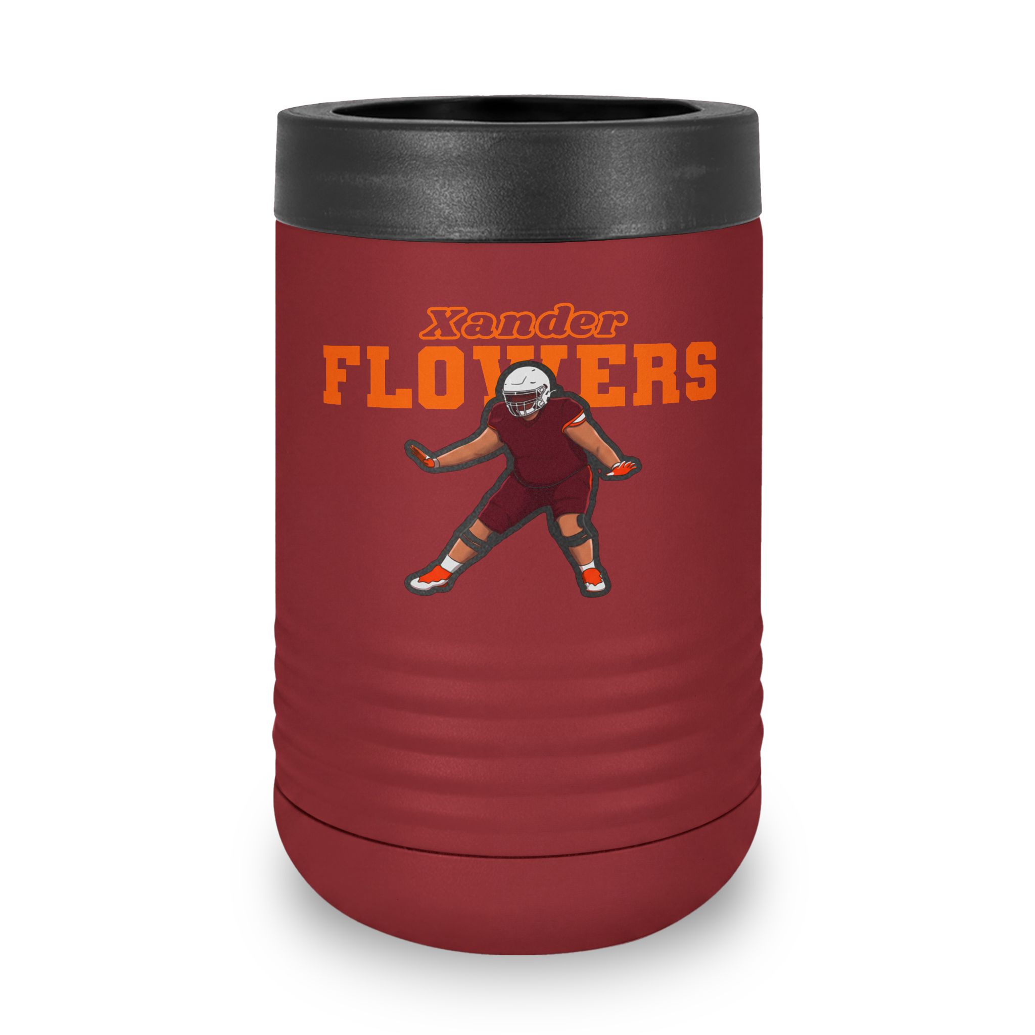 Stainless Can Cooler — character_name_arch in Maroon