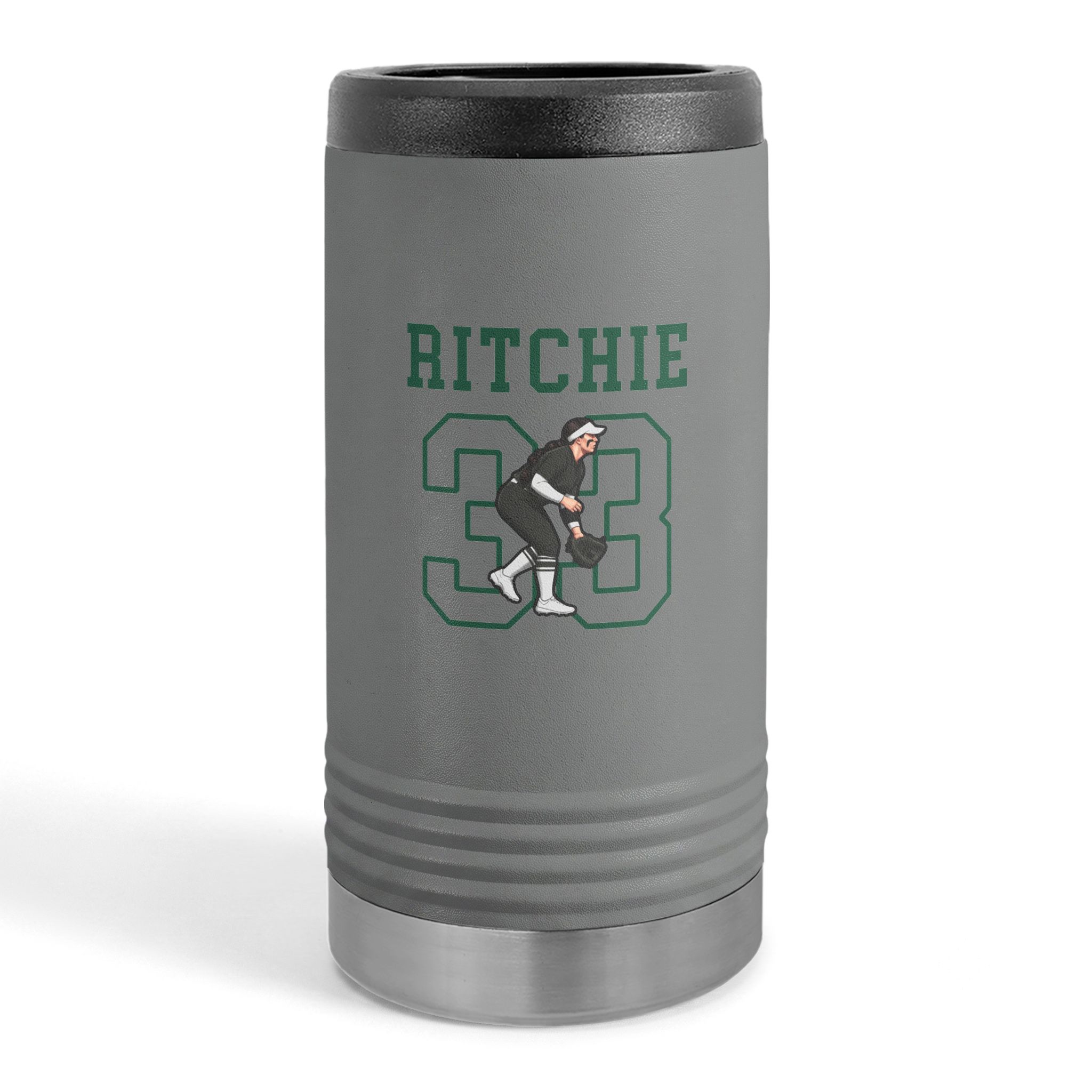 Slim Stainless Can Cooler — character_shirsey in Grey
