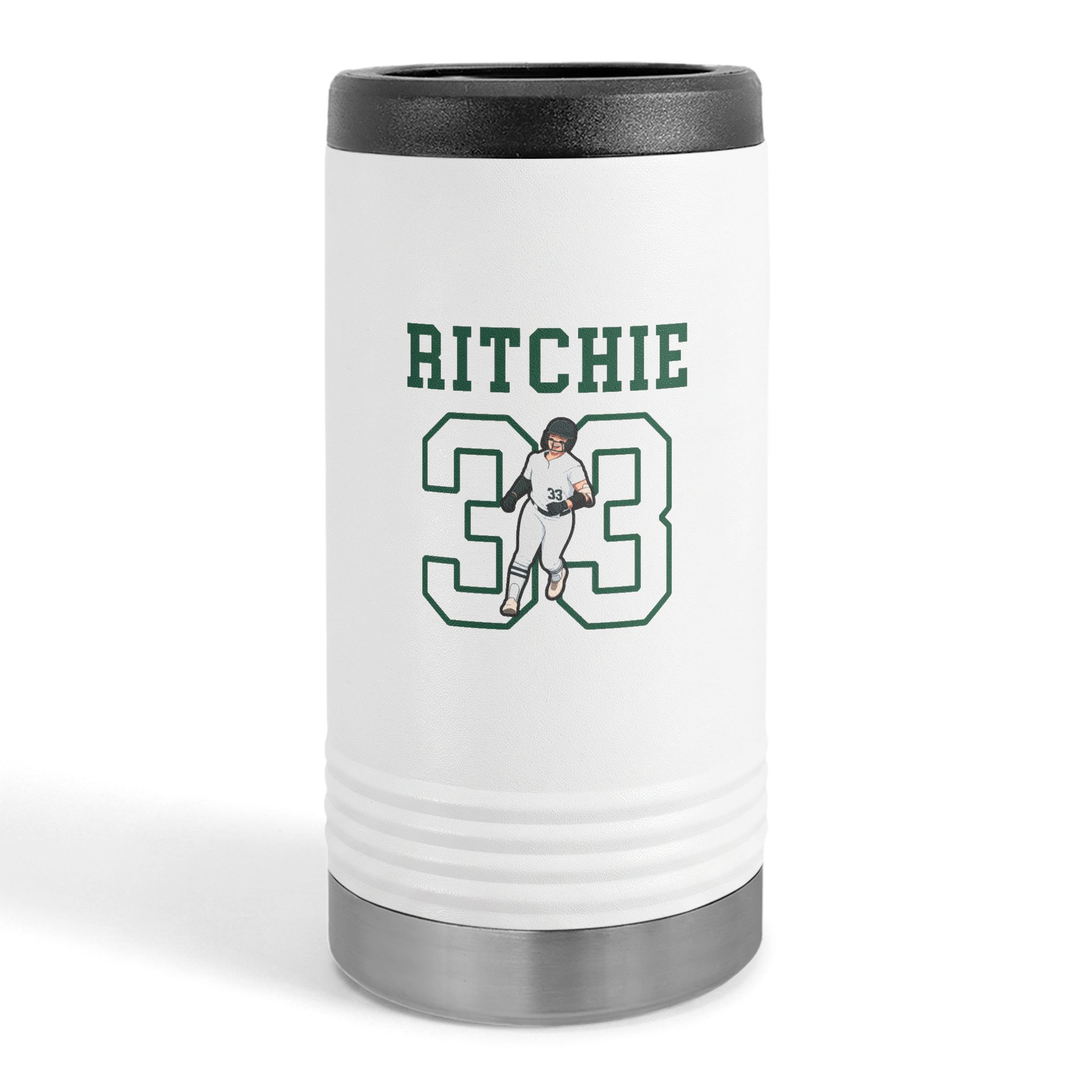 Slim Stainless Can Cooler — character_shirsey in White