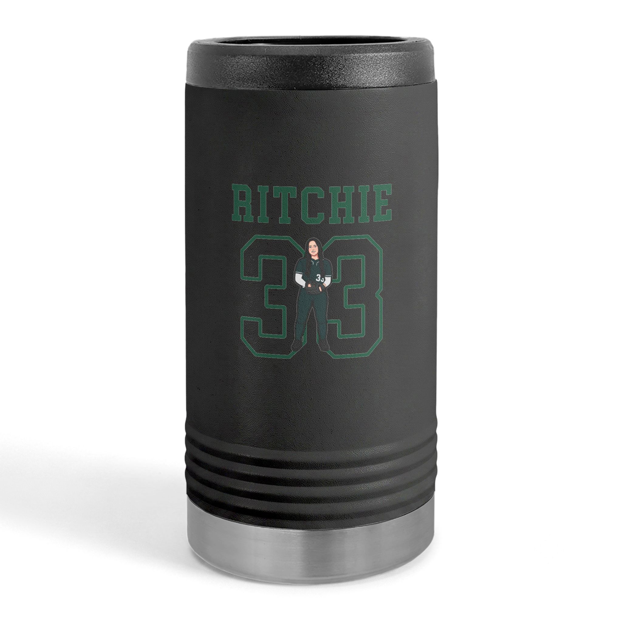 Slim Stainless Can Cooler — character_shirsey in Black