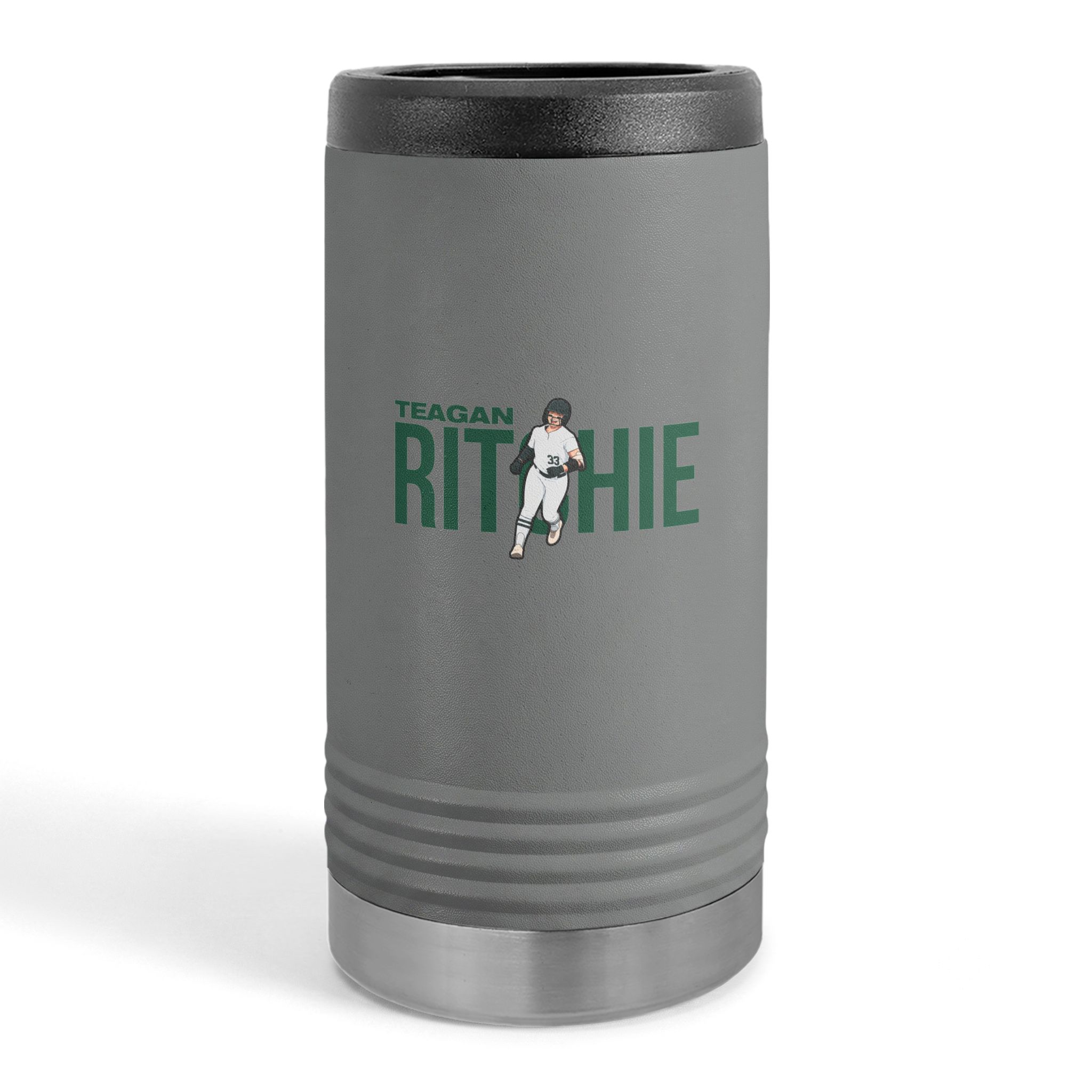 Slim Stainless Can Cooler — character_player_name in Grey