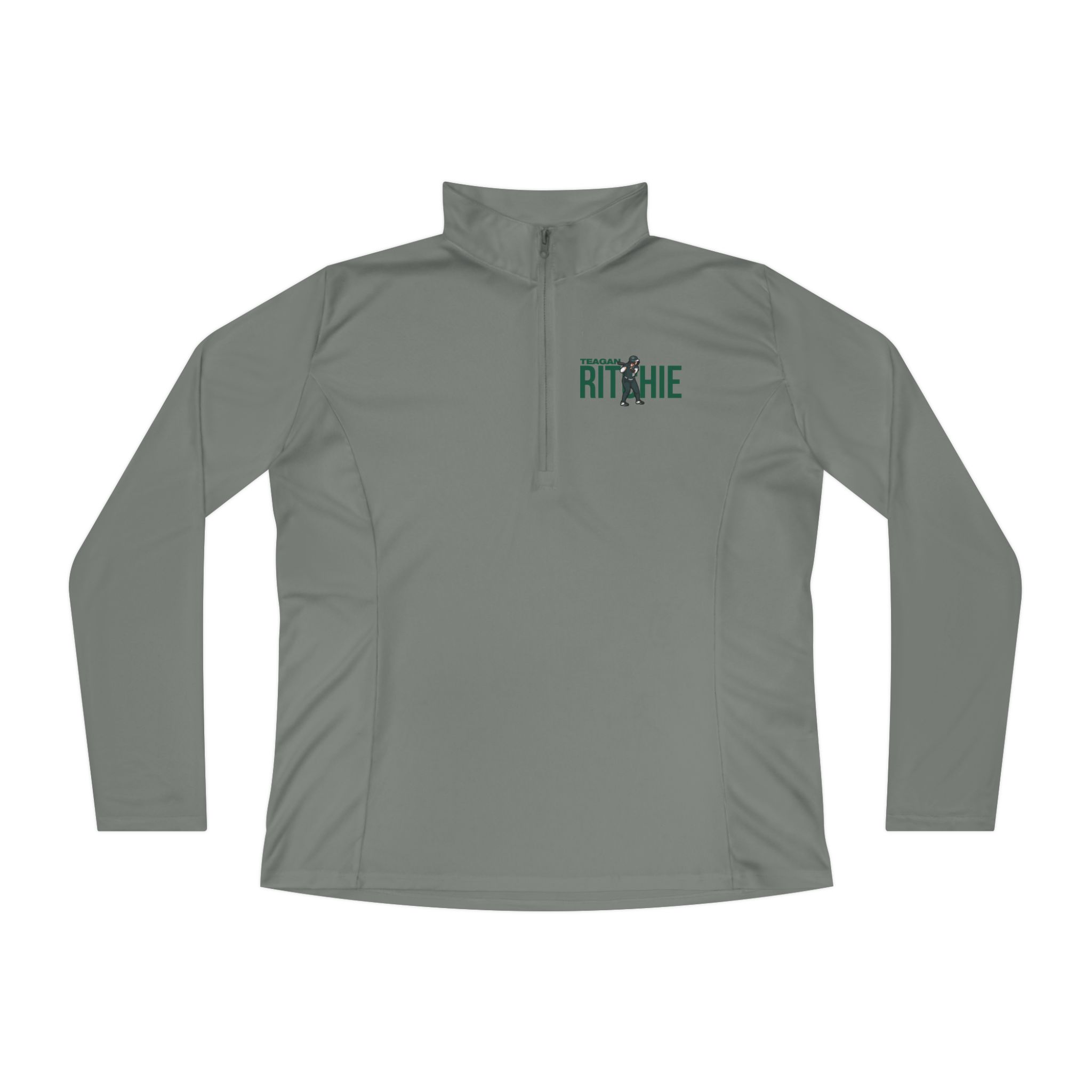 Women's Q-Zip Pullover — character_player_name in Grey