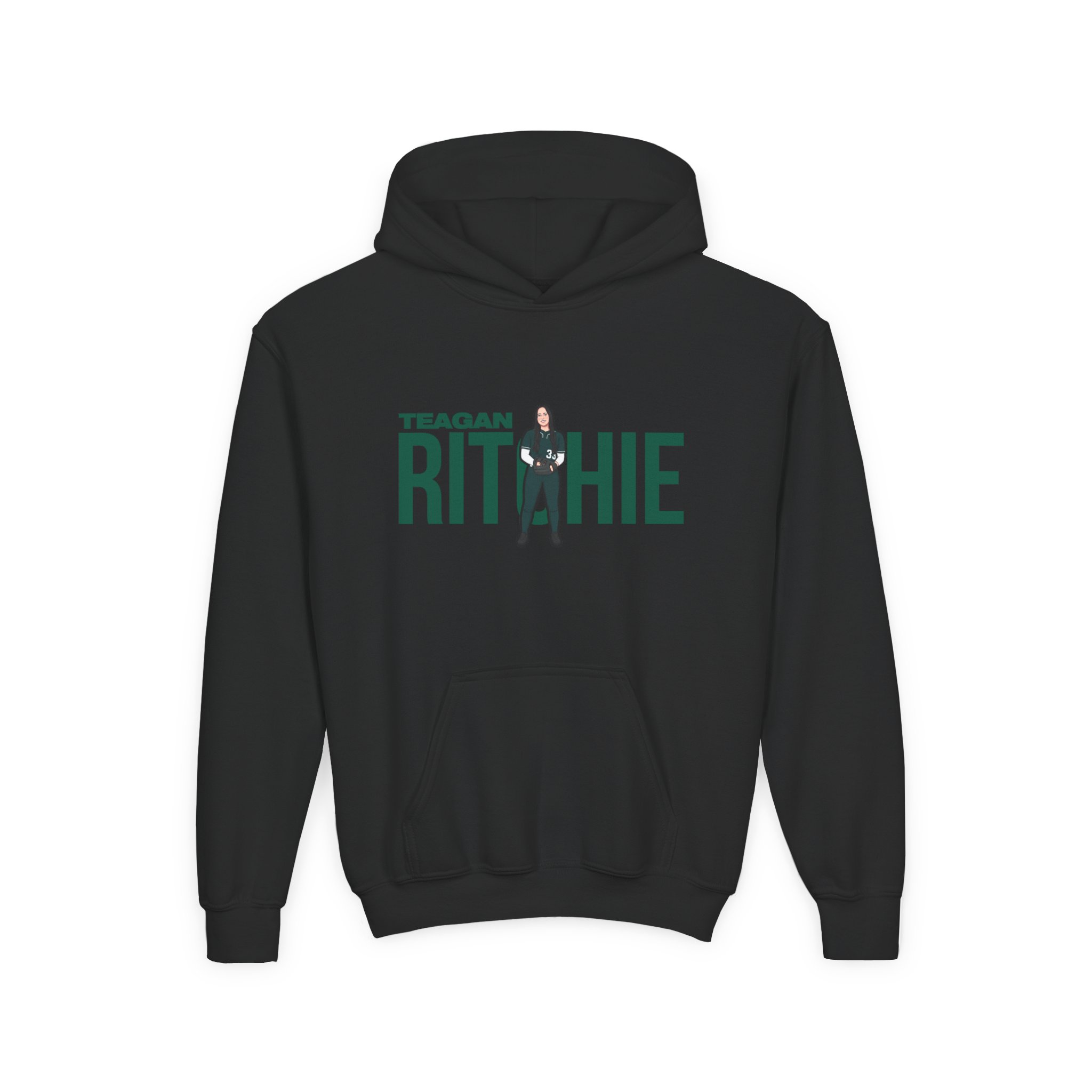 Youth Hoodie — character_player_name in Black