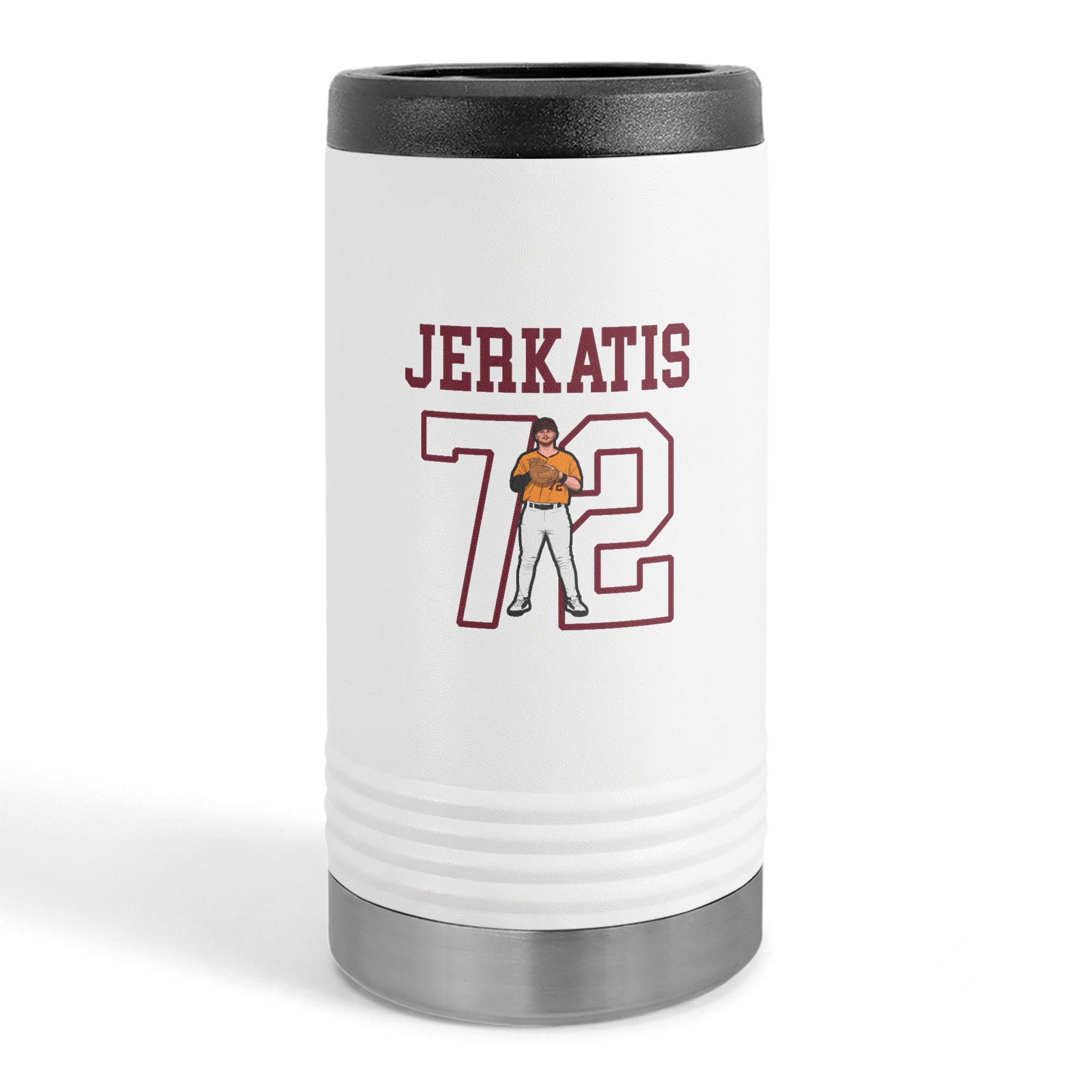Slim Stainless Can Cooler — character_shirsey in White