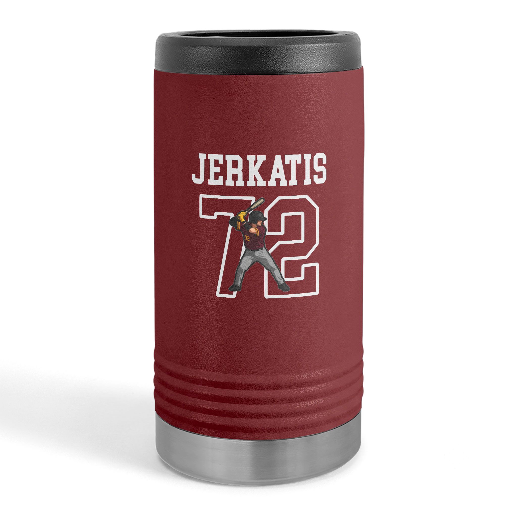 Slim Stainless Can Cooler — character_shirsey in Maroon